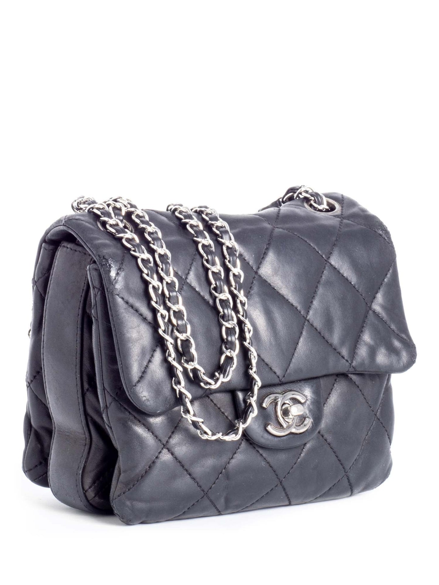 Chanel CC Logo Quilted Leather Mini Flap Messenger Bag Black
