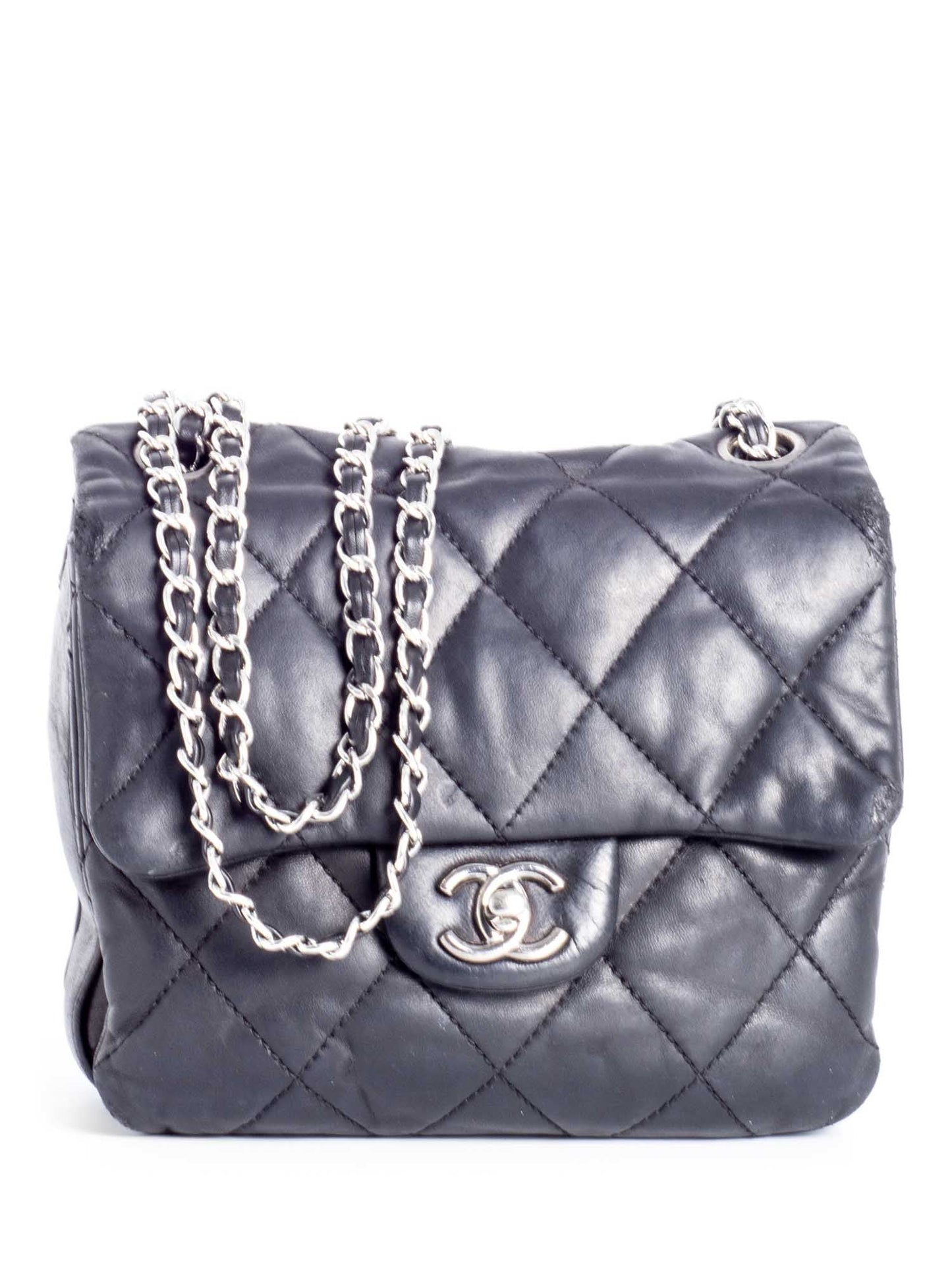 Chanel CC Logo Quilted Leather Mini Flap Messenger Bag Black