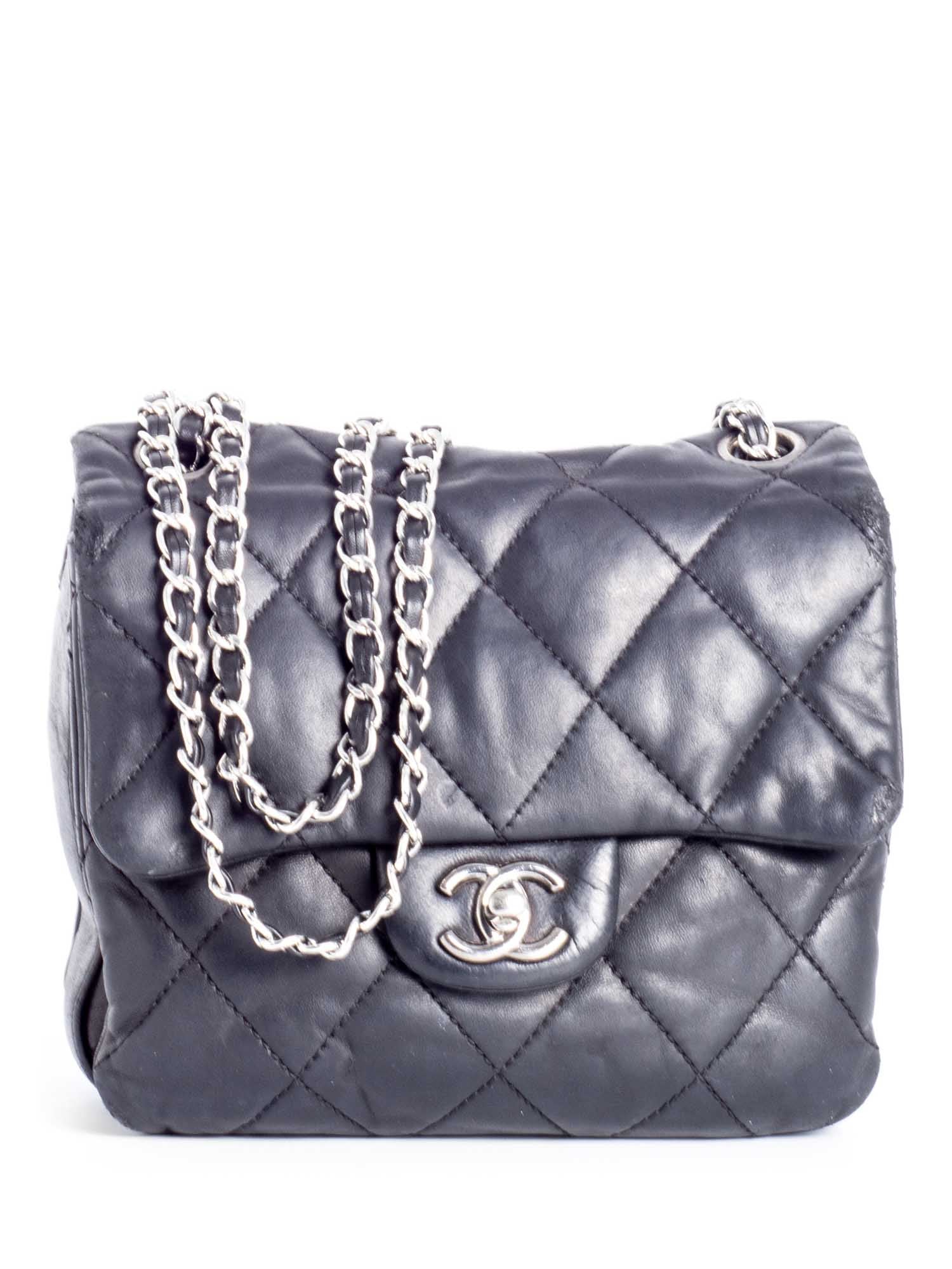 Chanel CC Logo Quilted Leather Mini Flap Messenger Bag Black