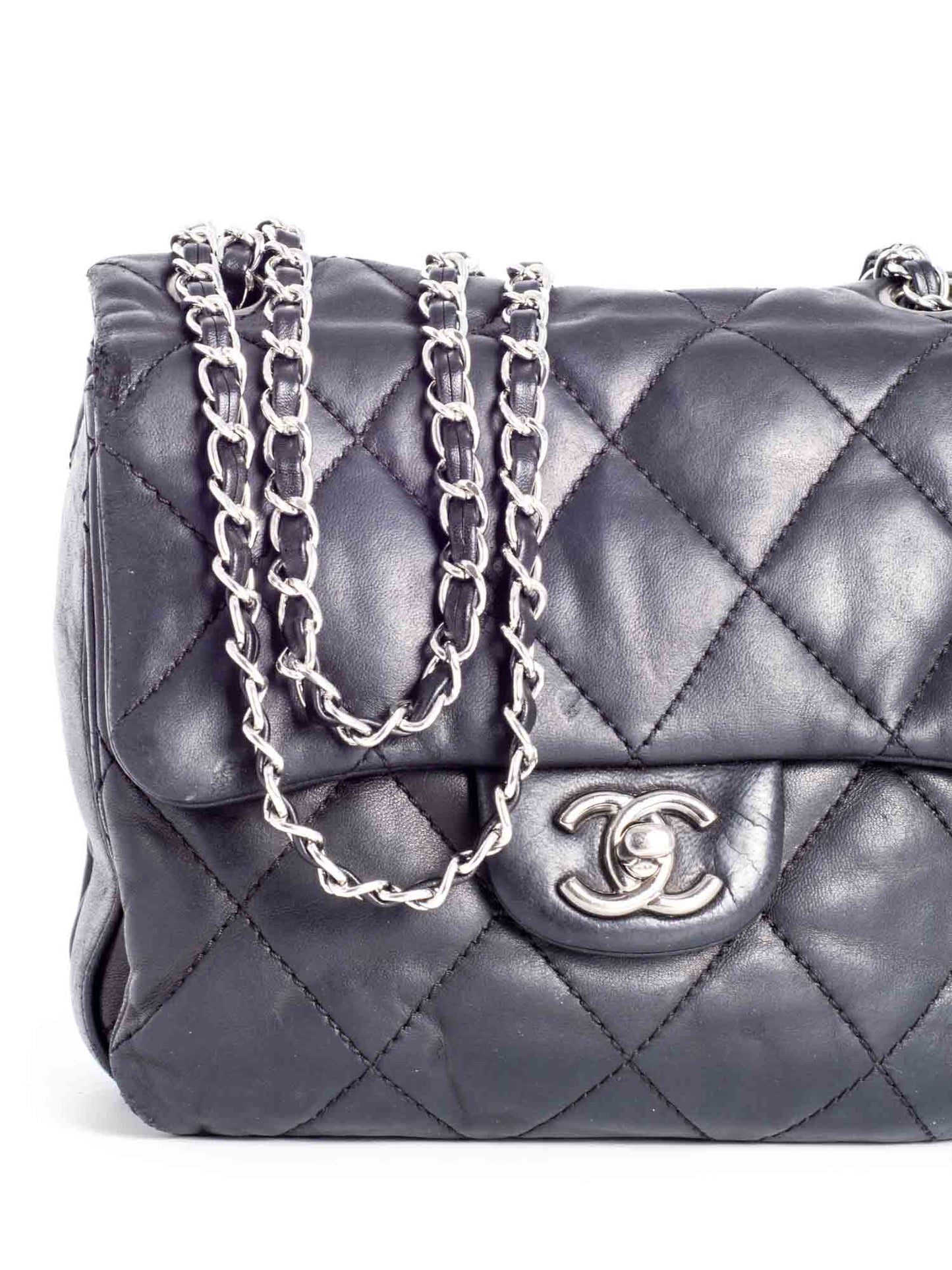 Chanel CC Logo Quilted Leather Mini Flap Messenger Bag Black