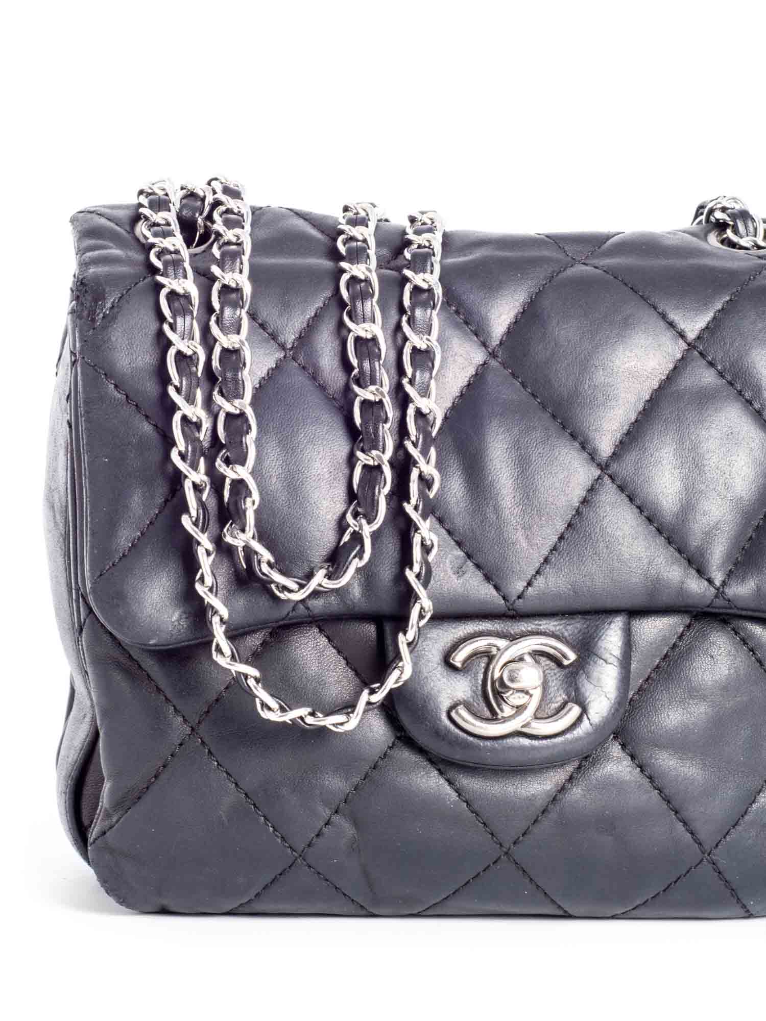 Chanel CC Logo Quilted Leather Mini Flap Messenger Bag Black