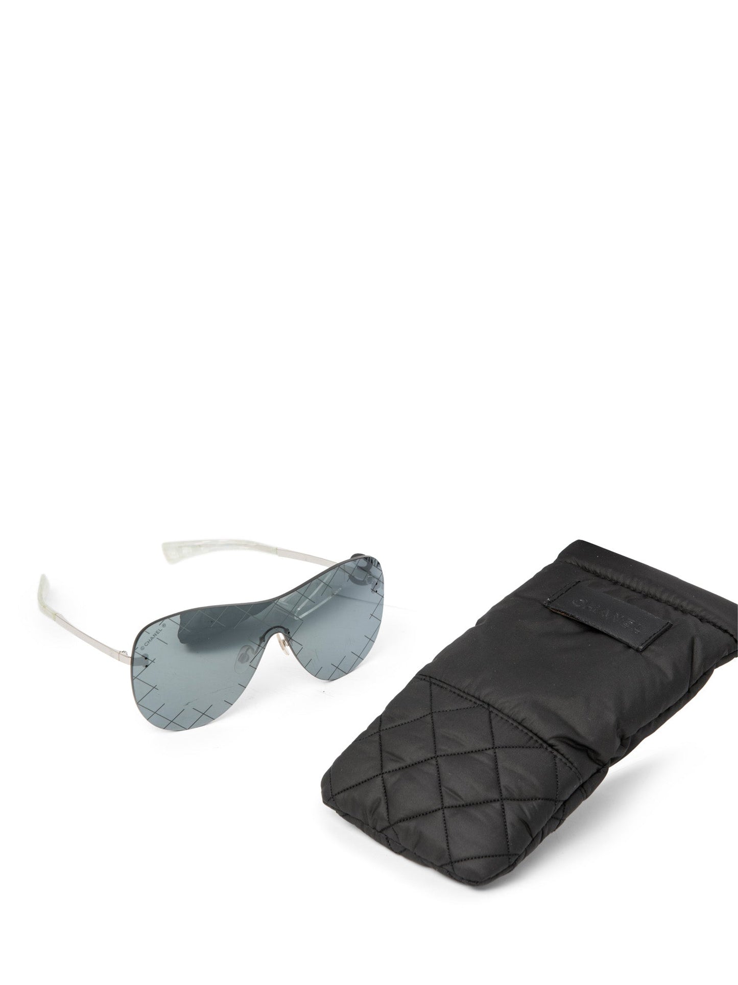 Chanel CC Logo Runway Aviator Sunglasses Silver