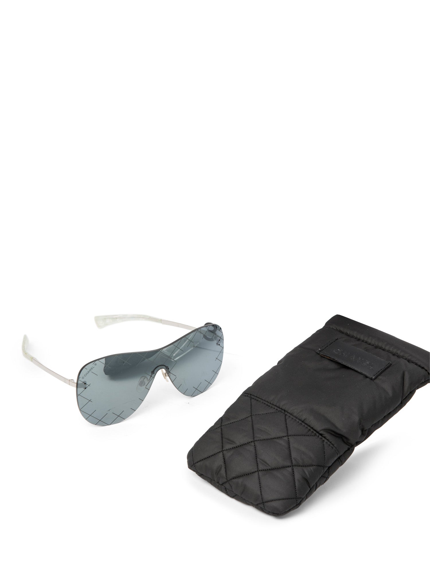 Chanel CC Logo Runway Aviator Sunglasses Silver
