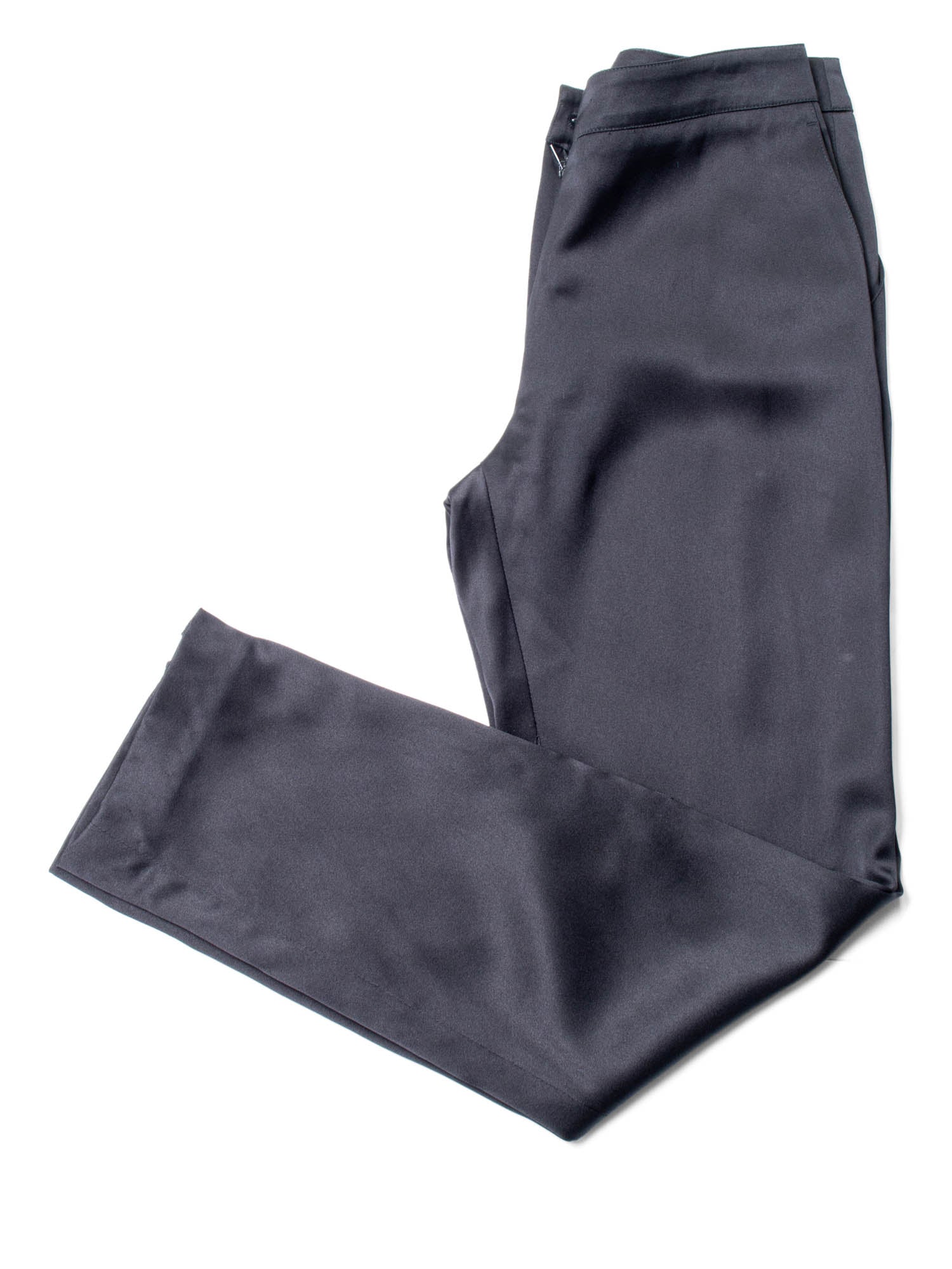Chanel CC Logo Satin Silk Zippered Pants Black