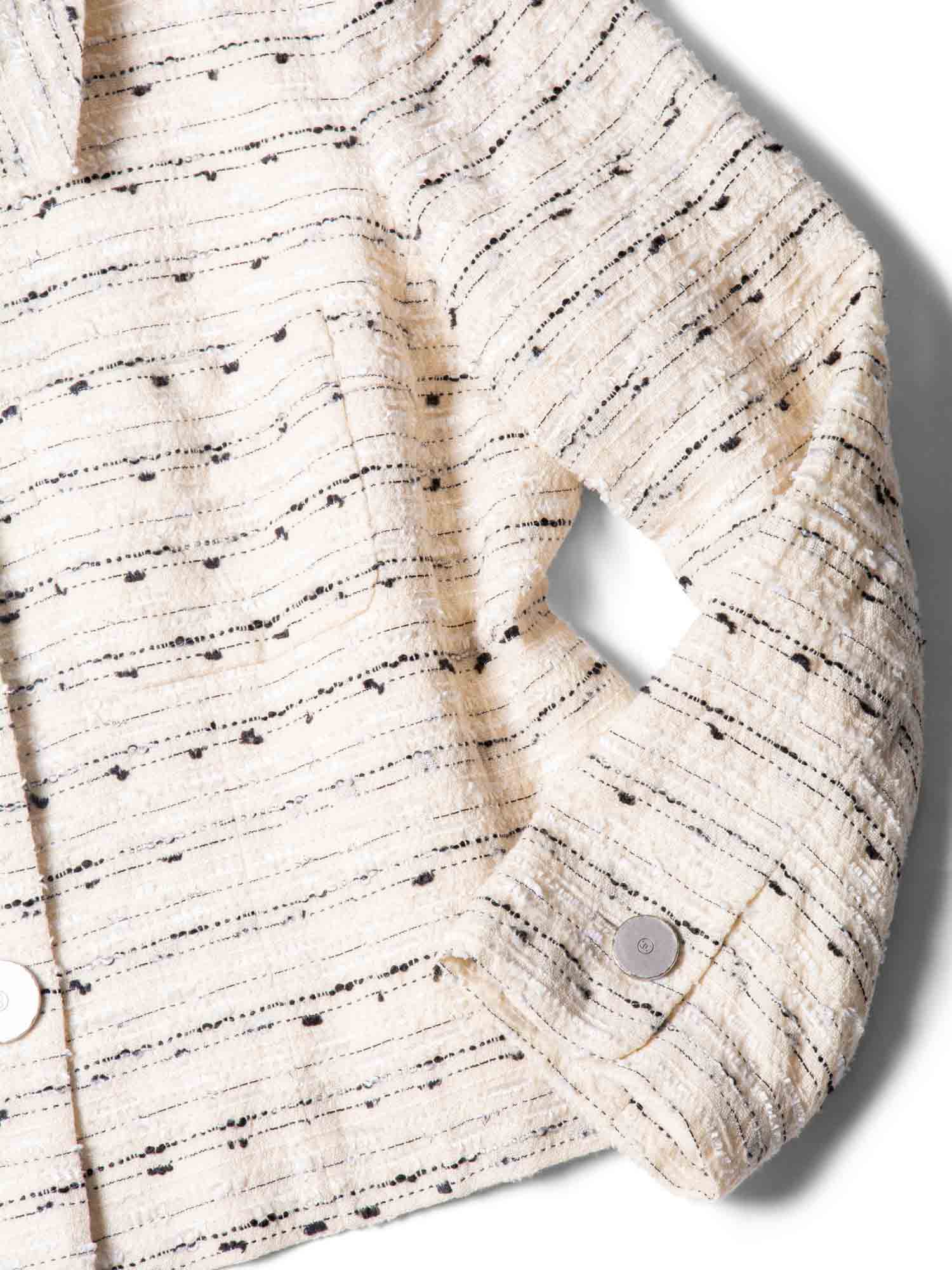 Chanel CC Logo Sequin Tweed Jacket Cream