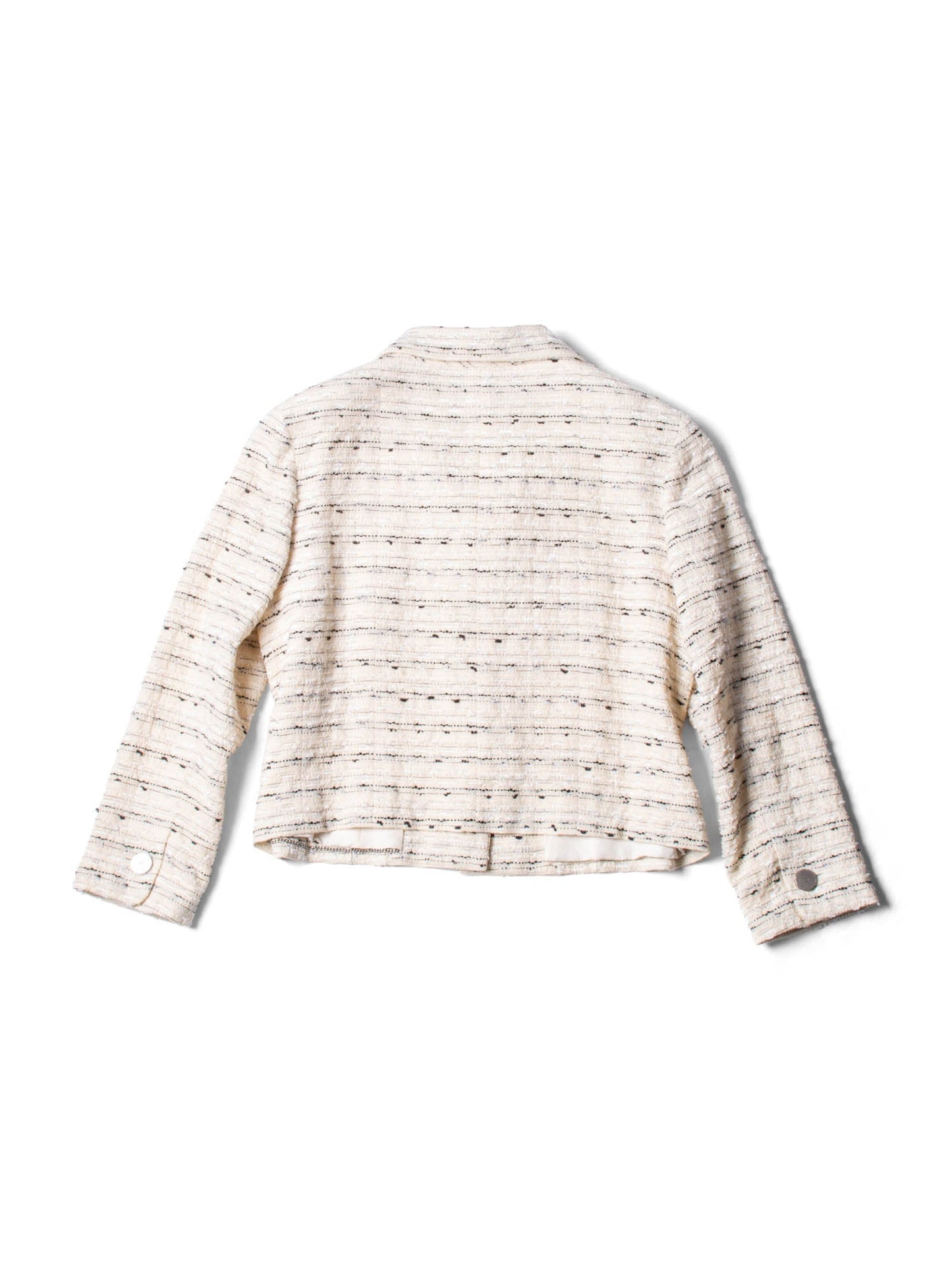 Chanel CC Logo Sequin Tweed Jacket Cream