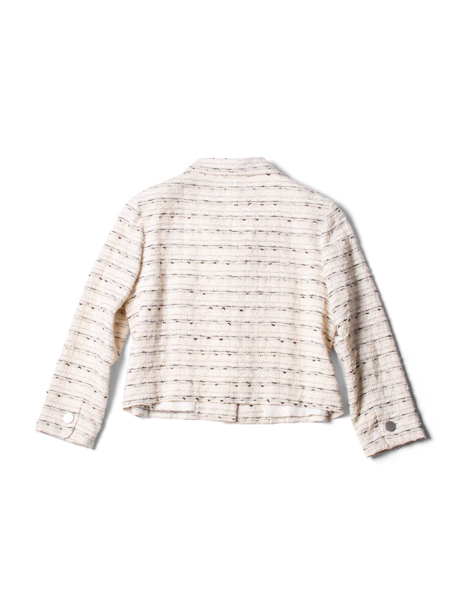 Chanel CC Logo Sequin Tweed Jacket Cream