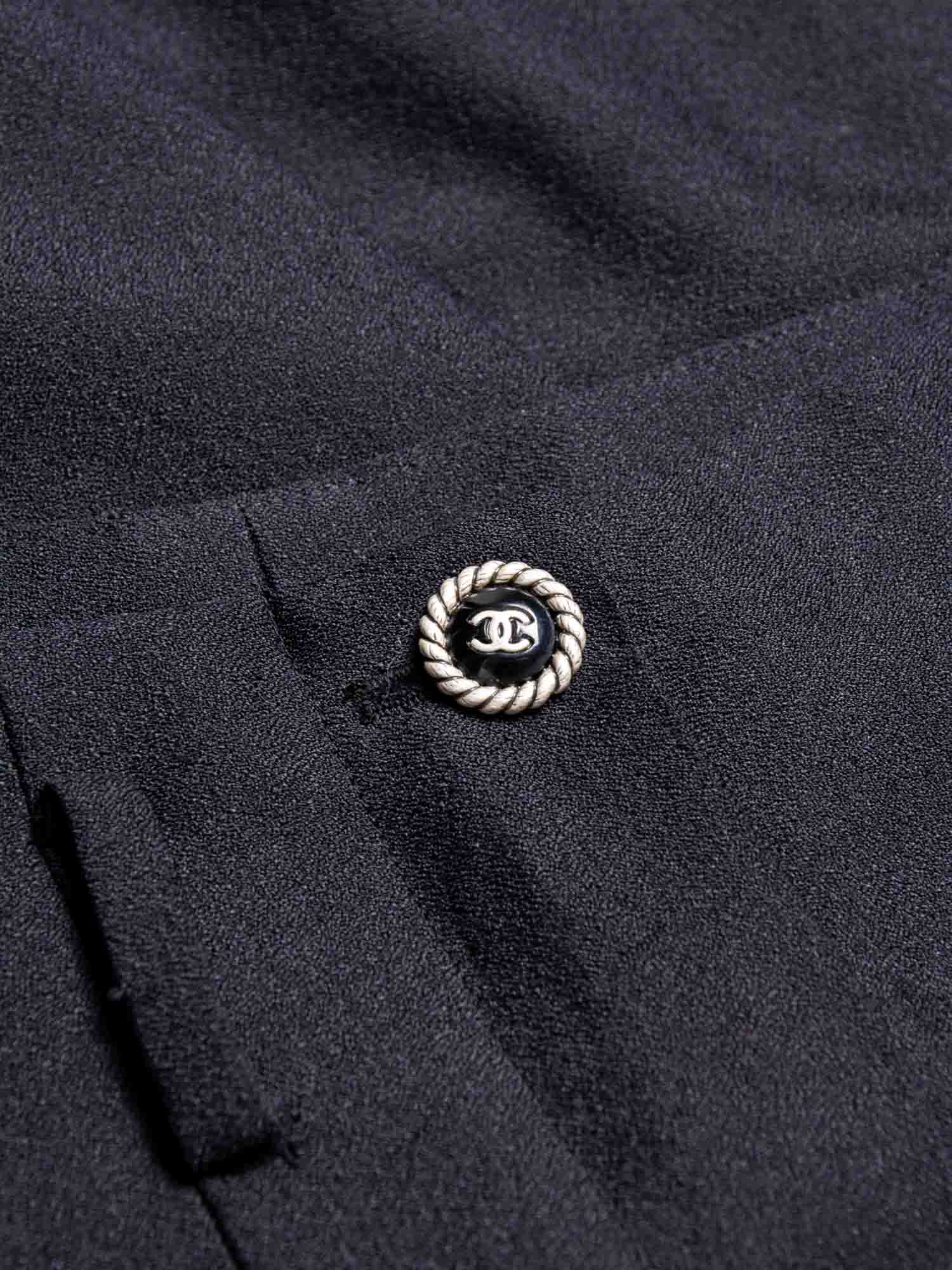 Chanel CC Logo Silk Pleated Shorts Black