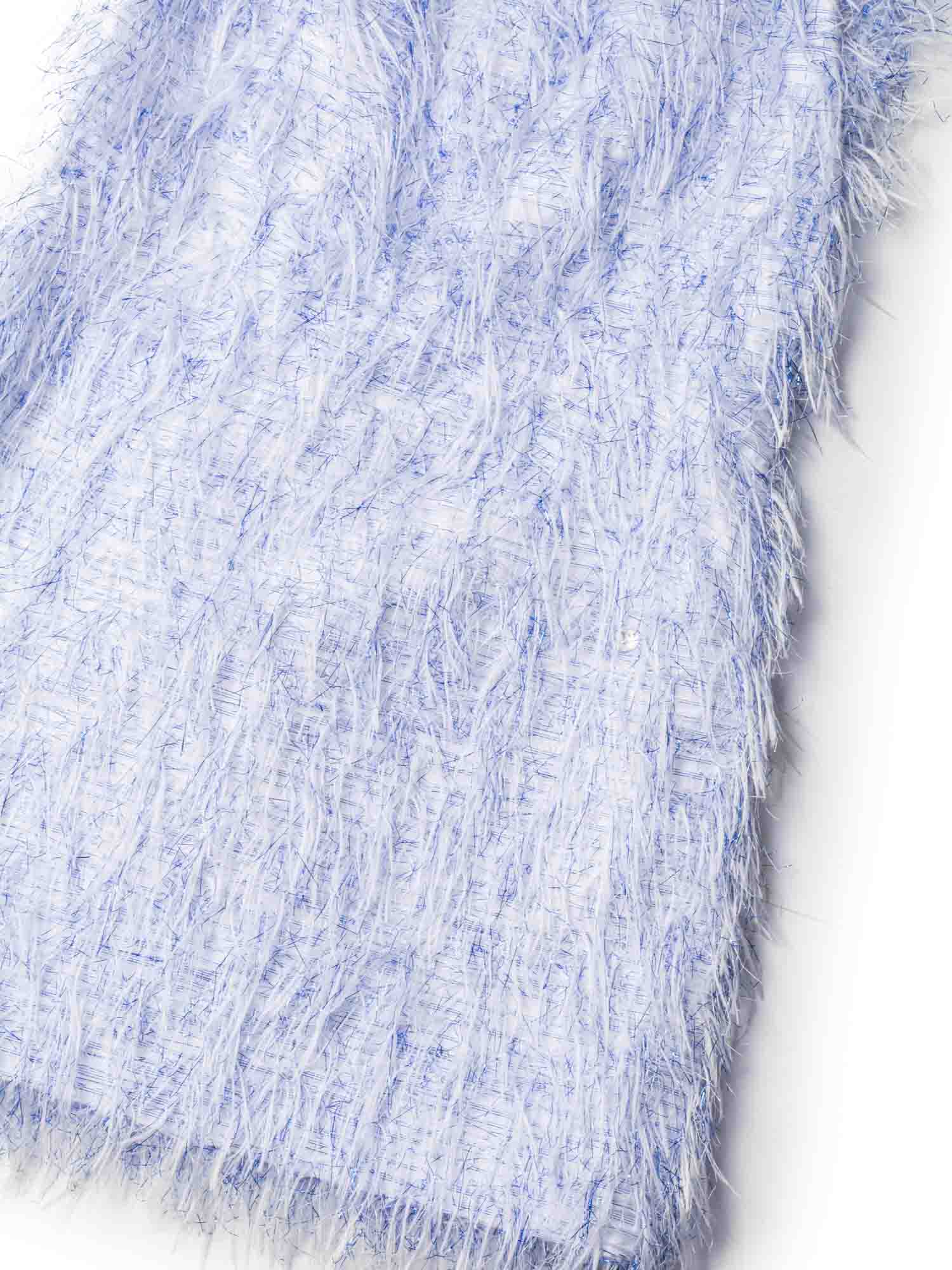 Chanel CC Logo Sleeveless Fringe Mini Dress Blue White