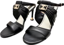 CHANEL CC LOGO LEATHER SLINGBACK SANDALS