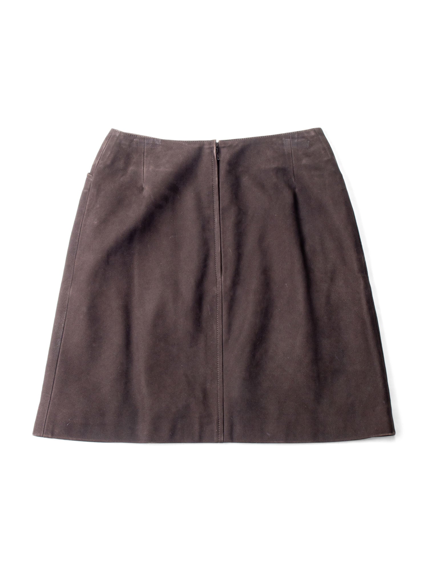 Chanel CC Logo Suede Leather Mini Skirt Brown