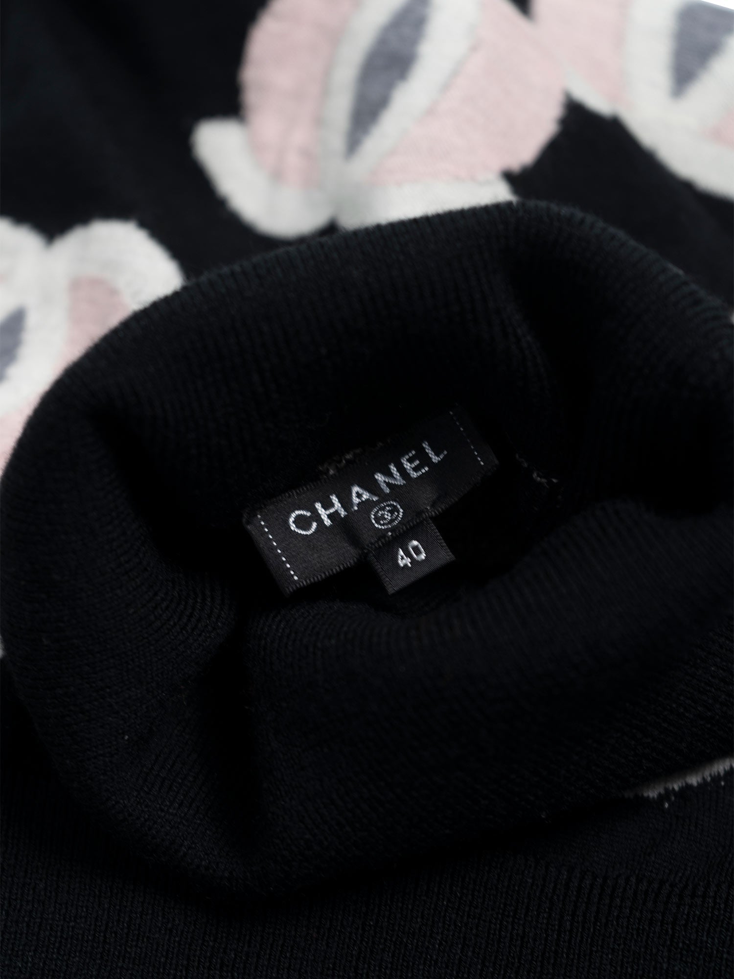 Chanel CC Logo Turtleneck Sweater Black Pink