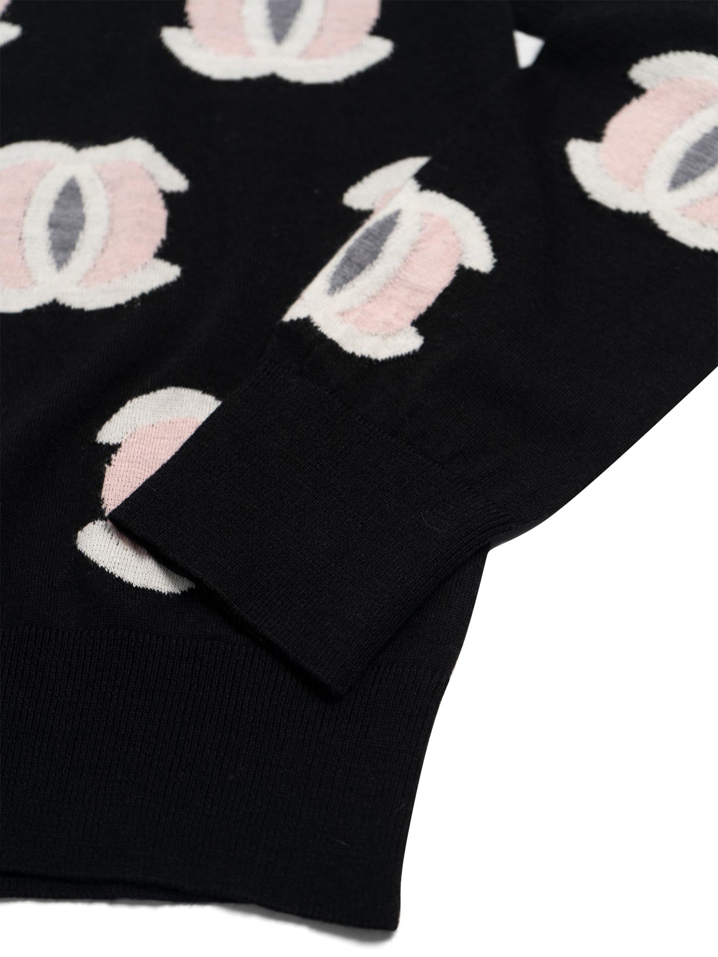 Chanel CC Logo Turtleneck Sweater Black Pink