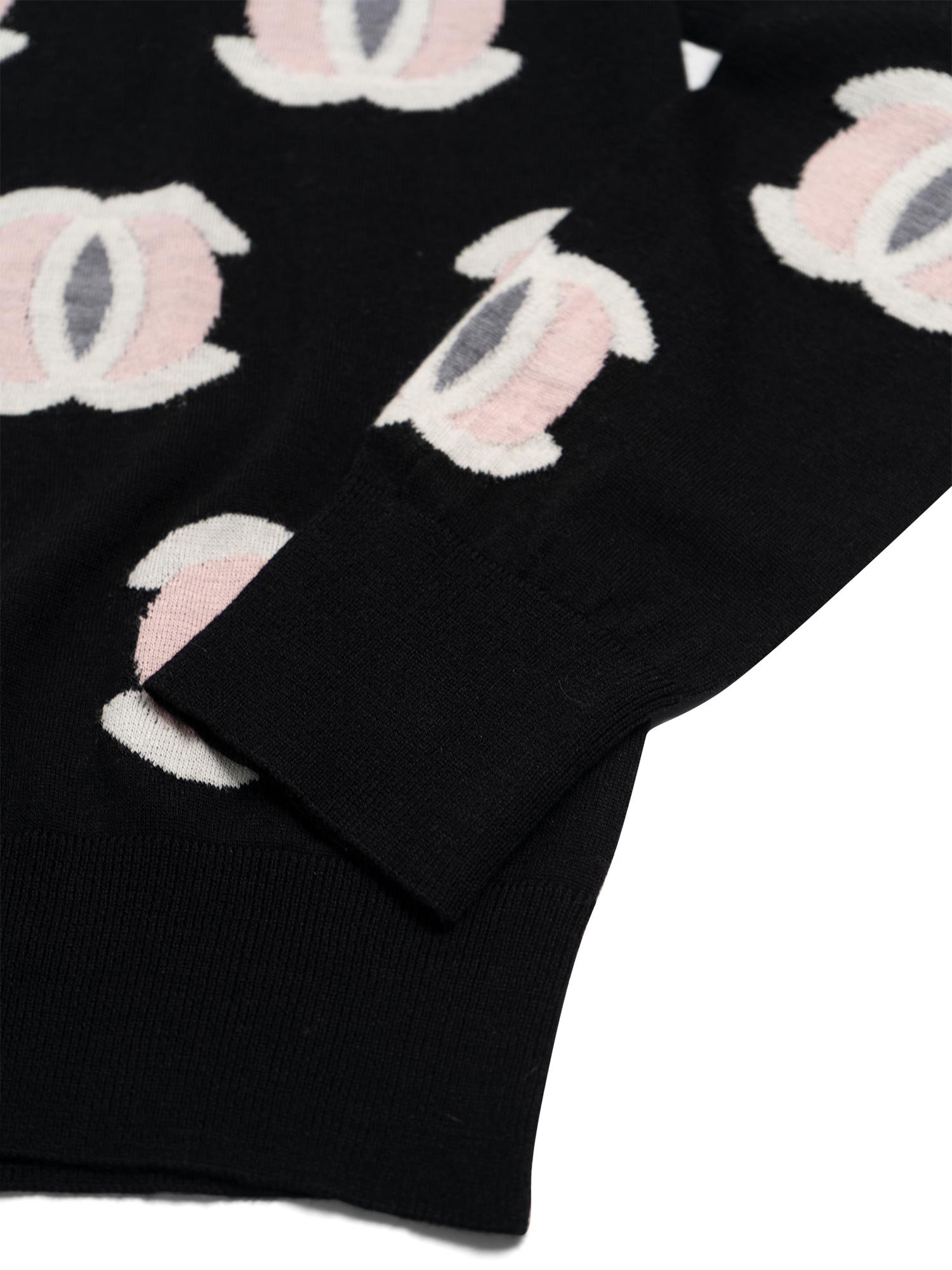 Chanel CC Logo Turtleneck Sweater Black Pink