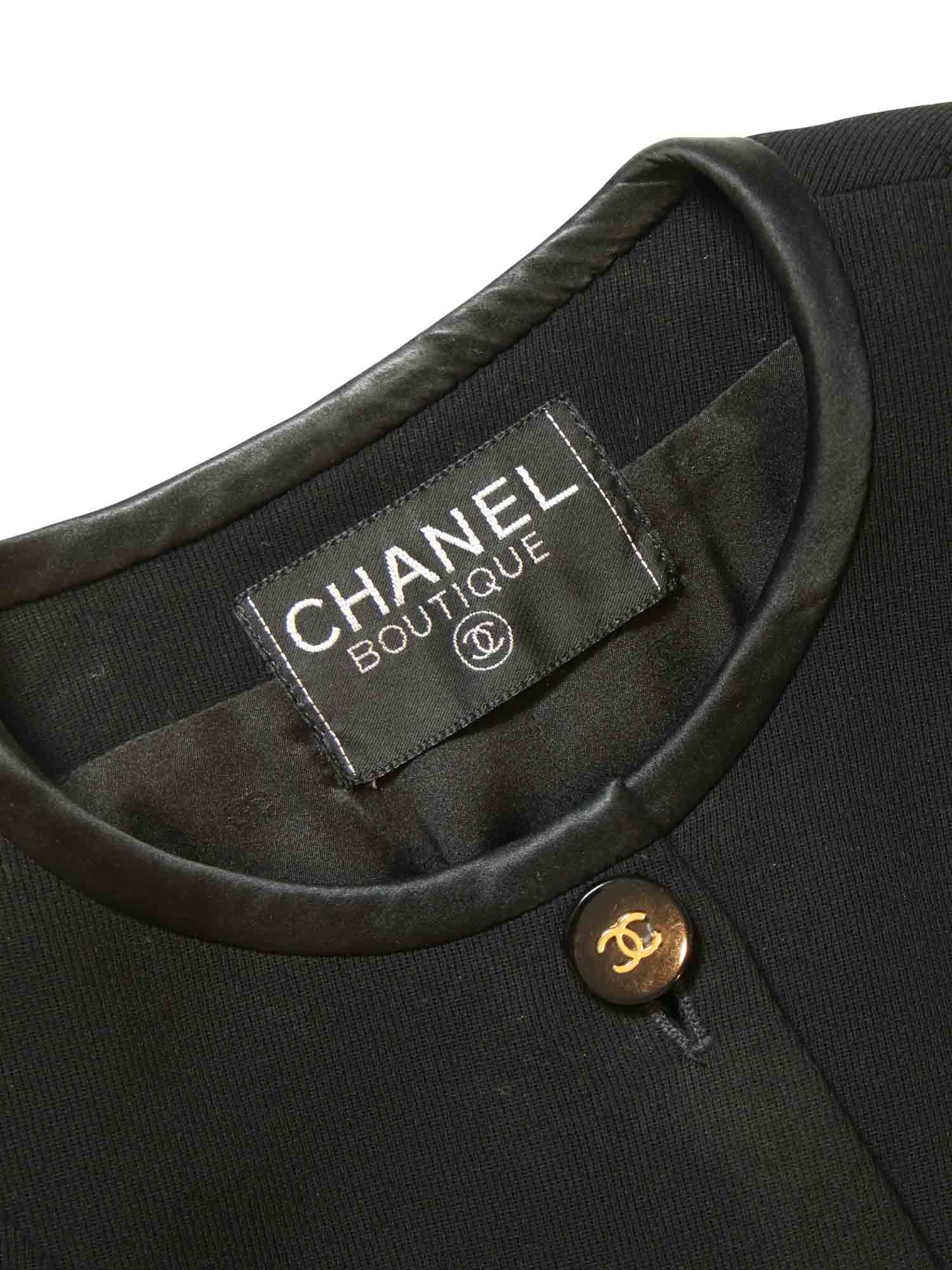 Chanel CC Logo Tweed Fitted Jacket Black Gold