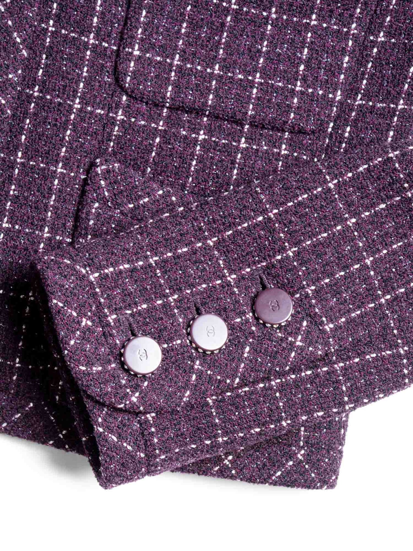Chanel CC Logo Tweed Sparkly Fitted Jacket Burgundy