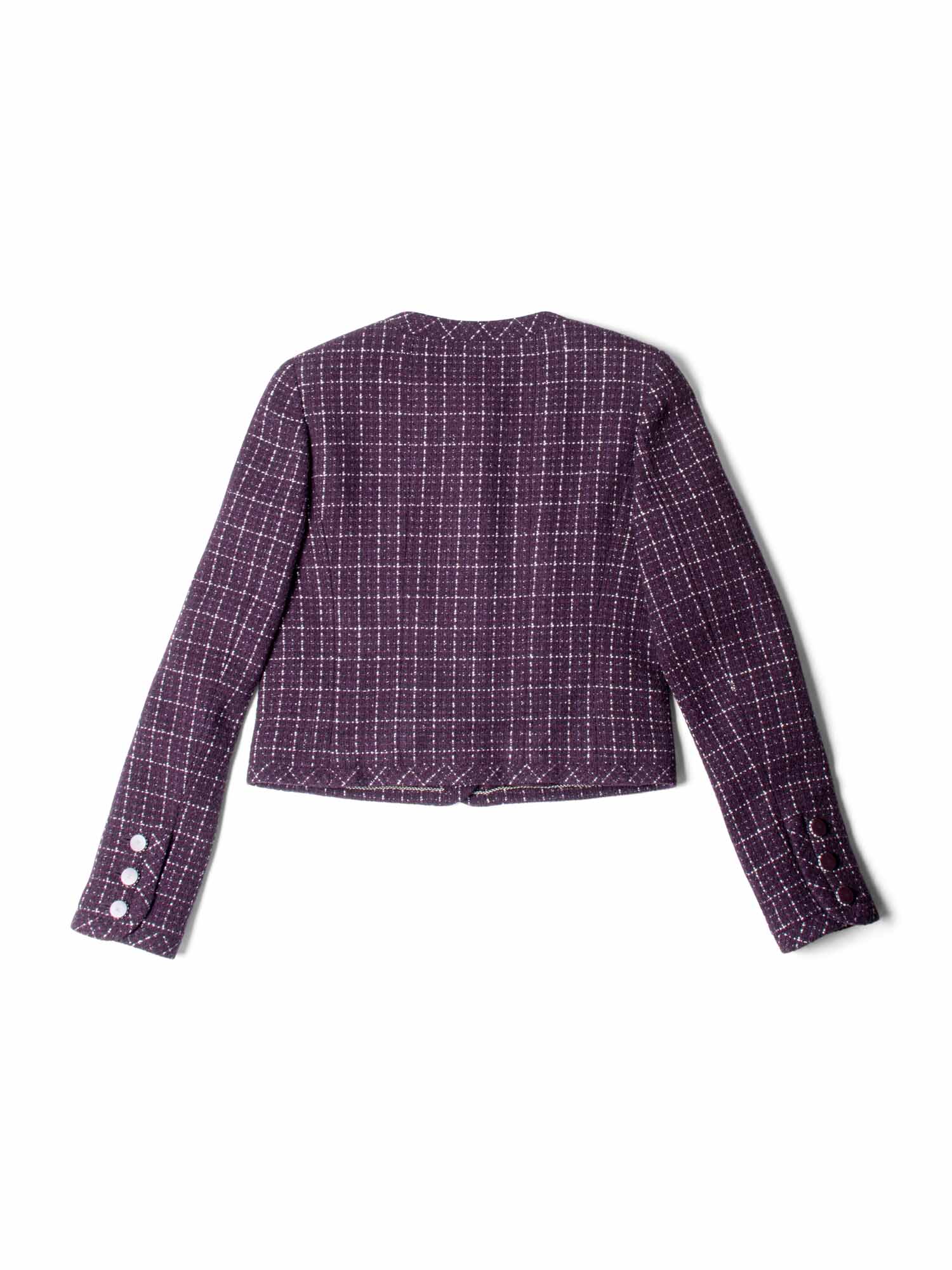 Chanel CC Logo Tweed Sparkly Fitted Jacket Burgundy