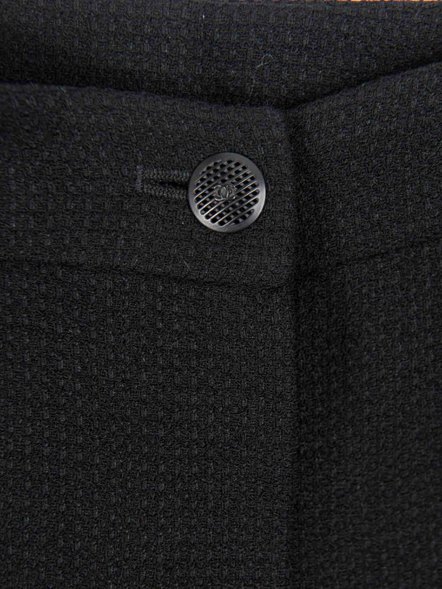 Chanel CC Logo Tweed Wool Wide Leg Pants Black
