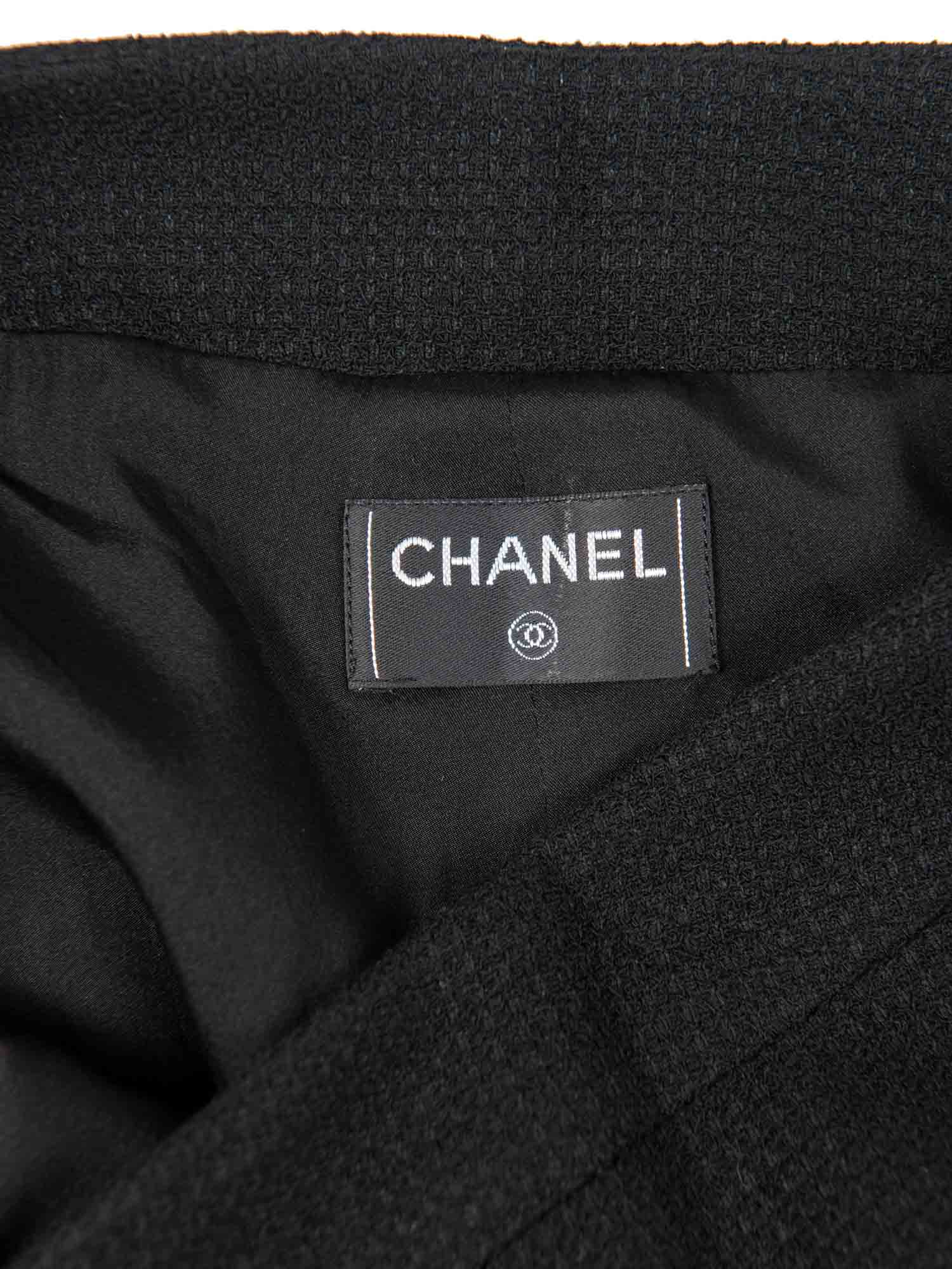 Chanel CC Logo Tweed Wool Wide Leg Pants Black