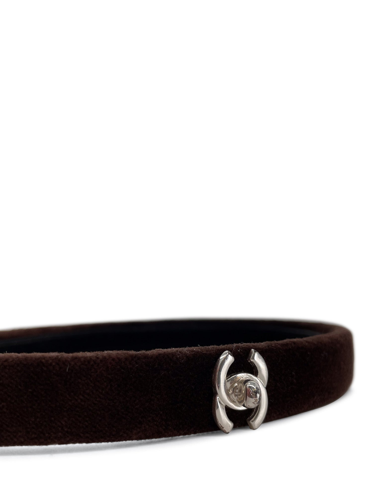 Chanel CC Logo Velvet Hair Band Brown