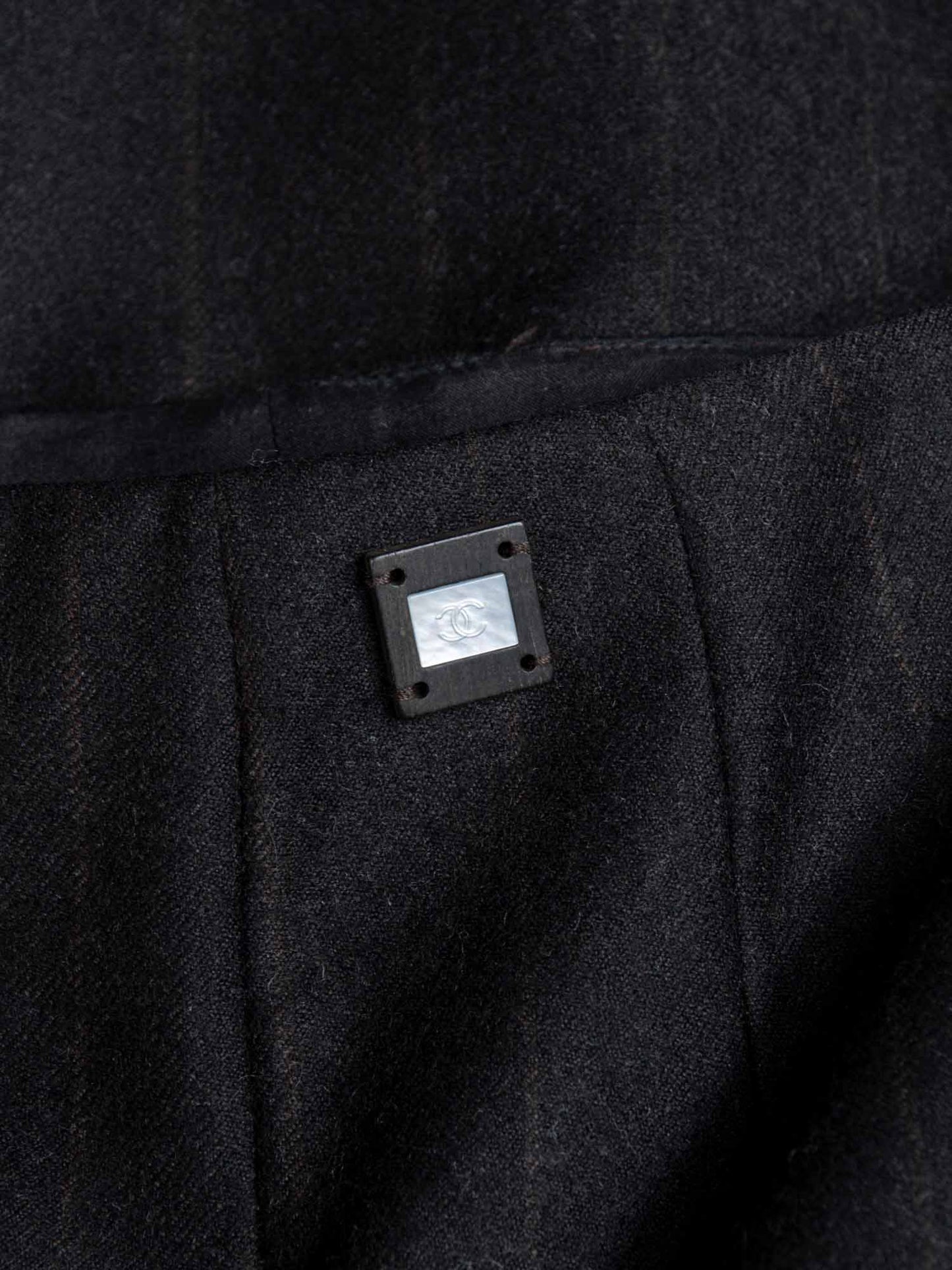 Chanel CC Logo Wool Cashmere High Waisted Pants Brown