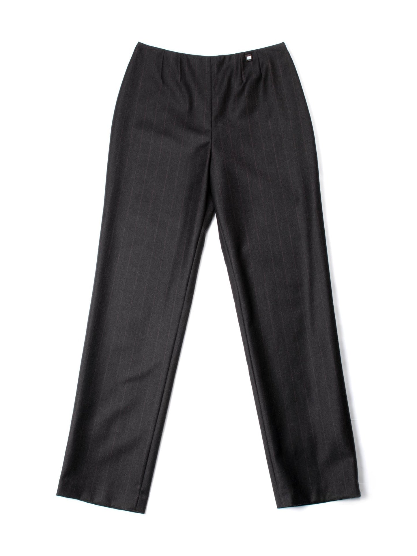 Chanel CC Logo Wool Cashmere High Waisted Pants Brown