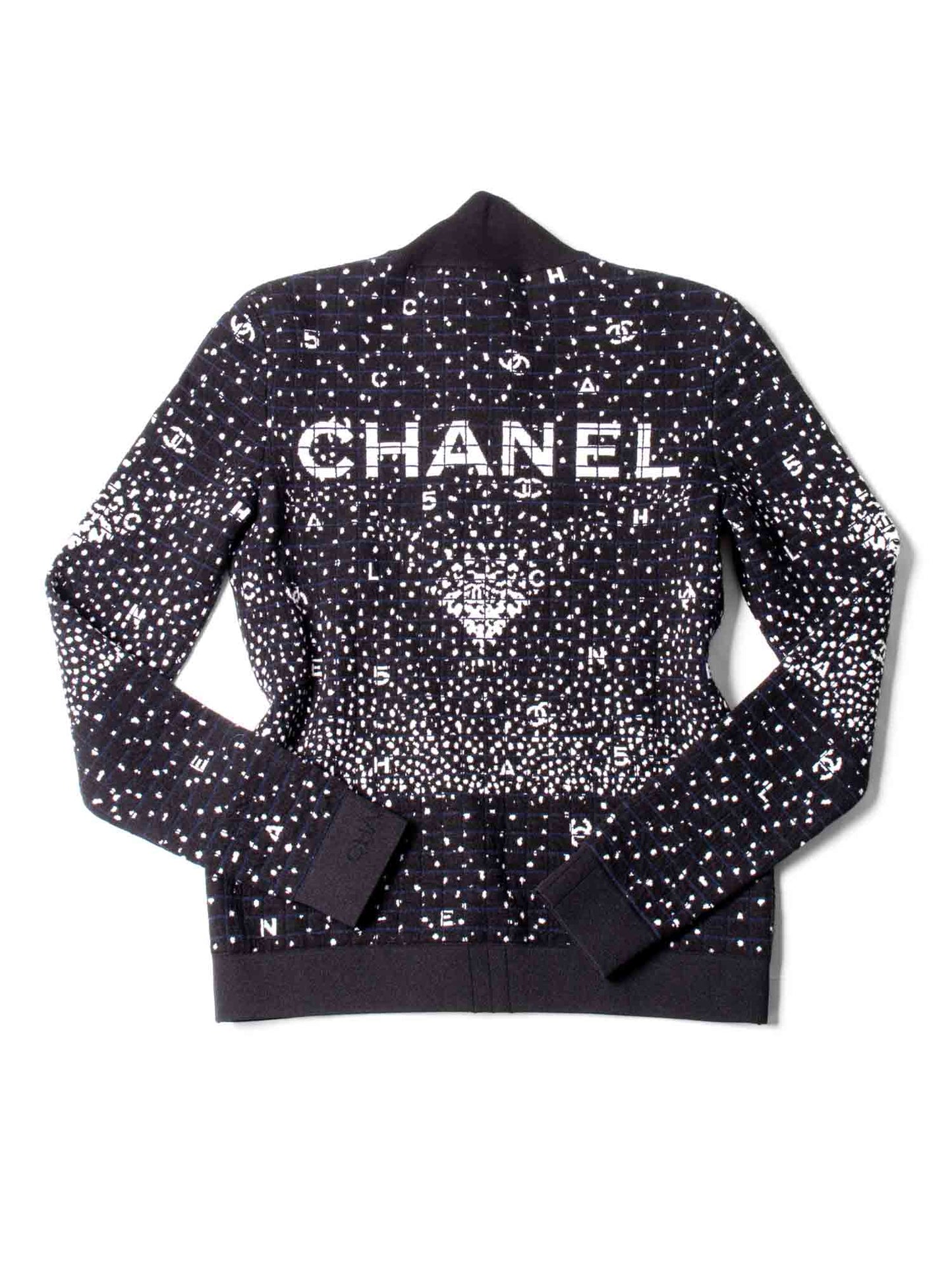 Chanel CC Logo Wool N Sweater Black White