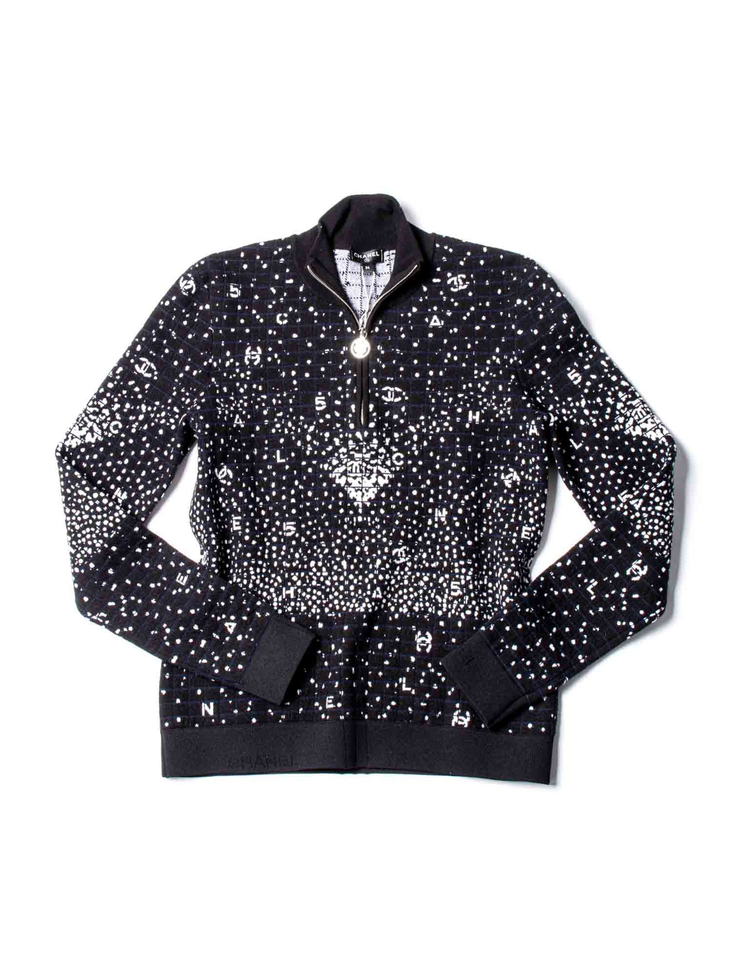 Chanel CC Logo Wool N Sweater Black White