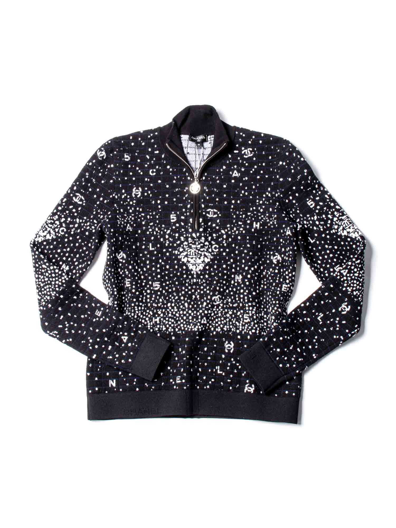Chanel CC Logo Wool N Sweater Black White