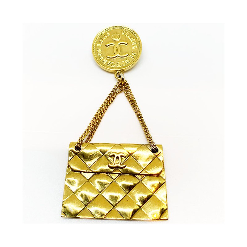 Chanel CC Quilted Motif Brooch Pin Corsage