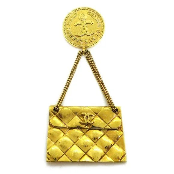 Chanel CC Quilted Motif Brooch Pin Corsage
