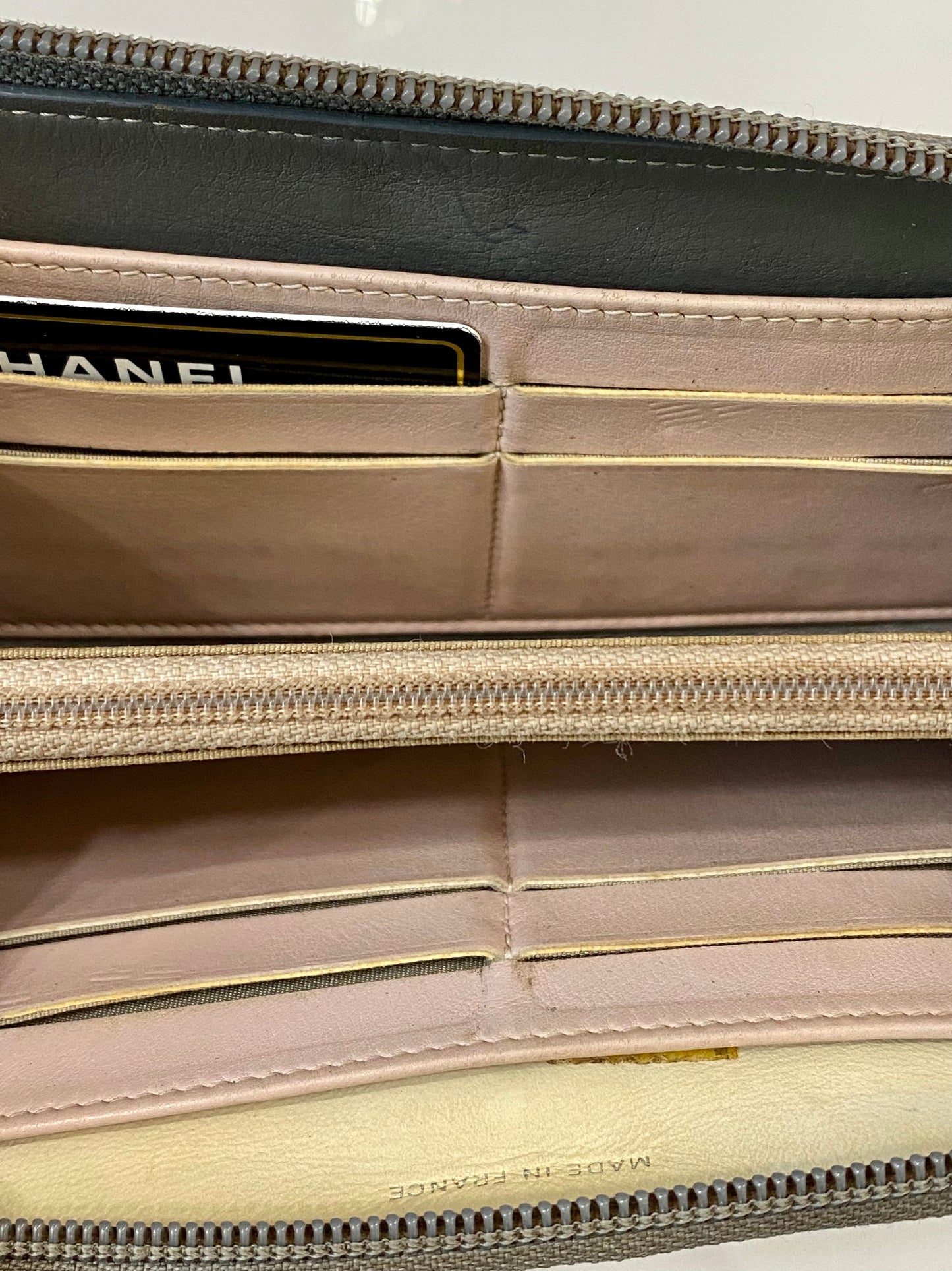Chanel CC Quilted Lambskin Large Zip Wallet Handbag