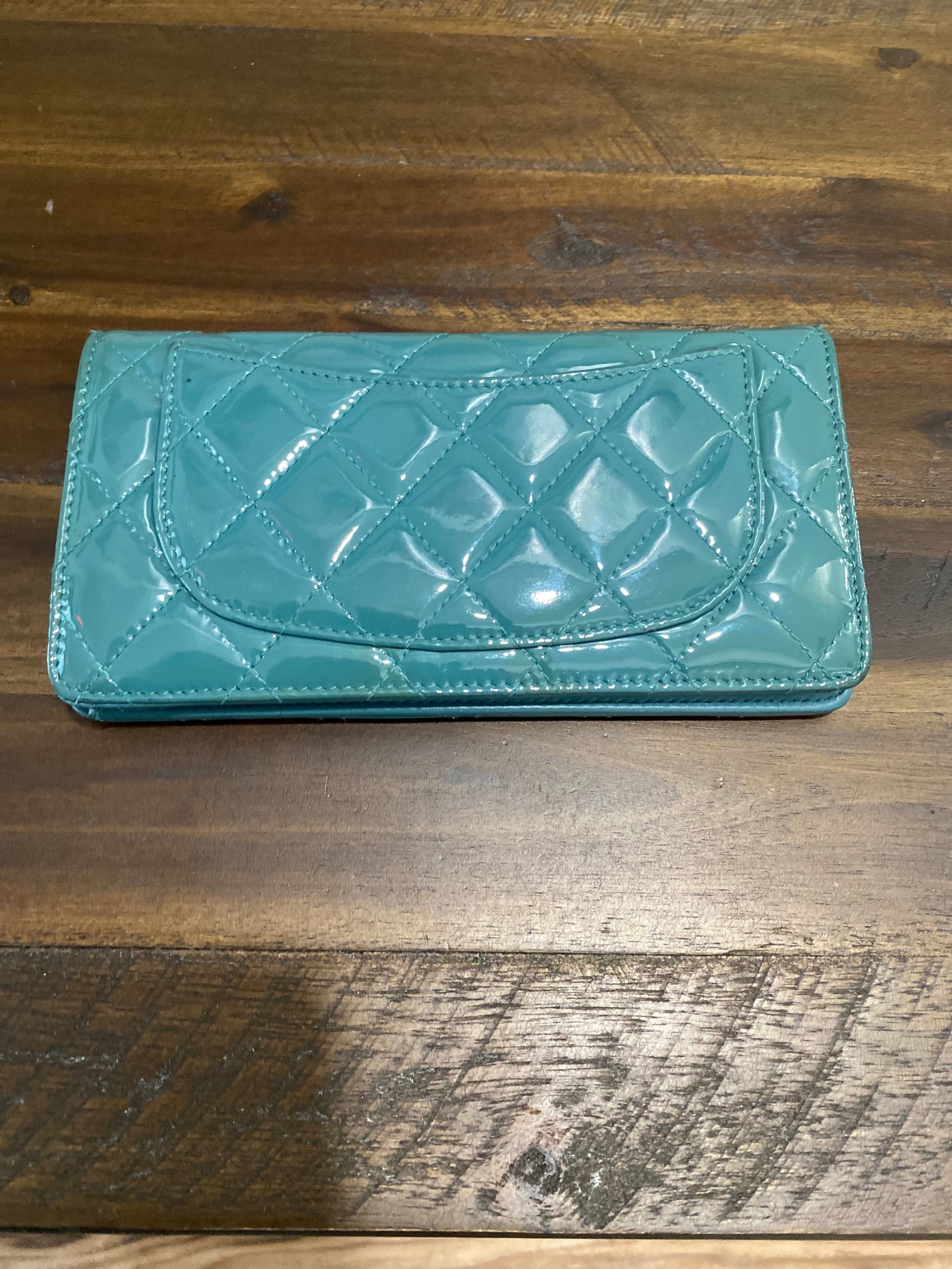 Chanel CC Quilted Patent Fold Wallet Handbag