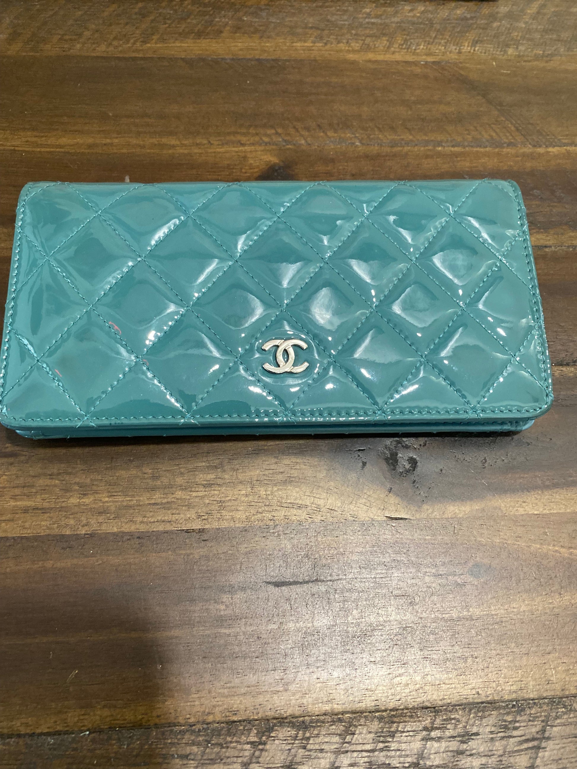 Chanel CC Quilted Patent Fold Wallet Handbag