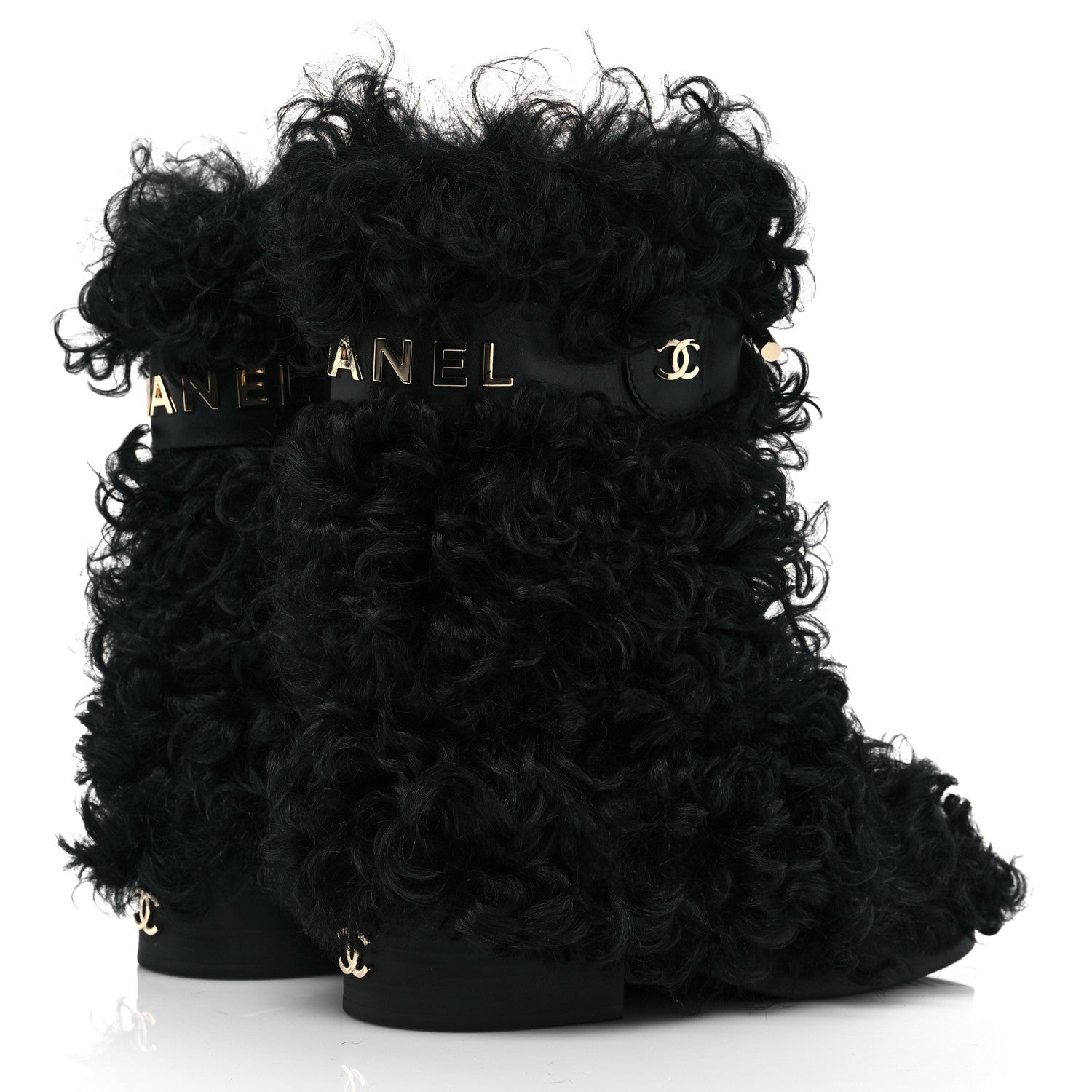 Chanel Interlocking CC Logo Shearling Boots for Women