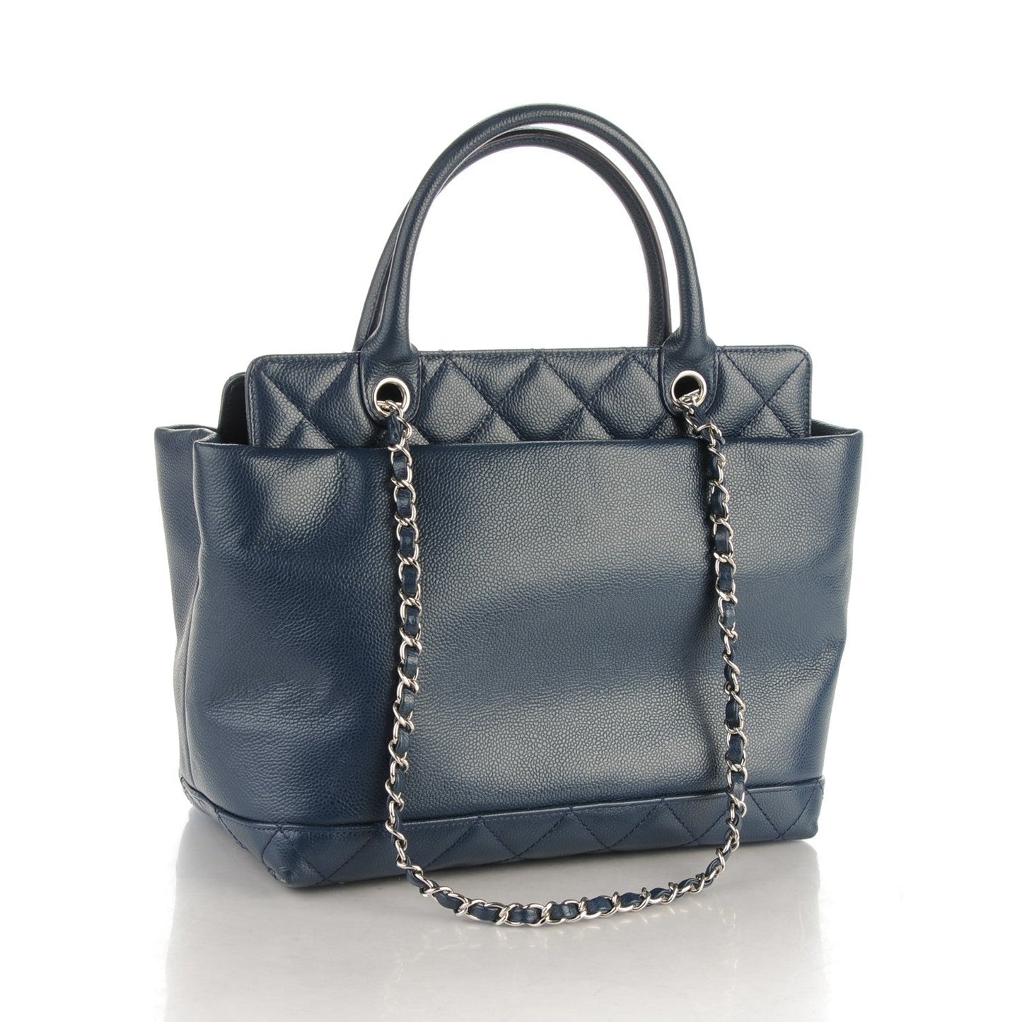 Chanel CC SOFT CAVIAR TOP HANDLE Leather Tote Bag