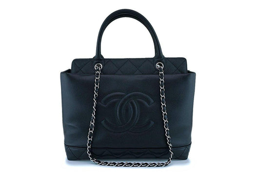 Chanel CC SOFT CAVIAR TOP HANDLE Leather Tote Bag