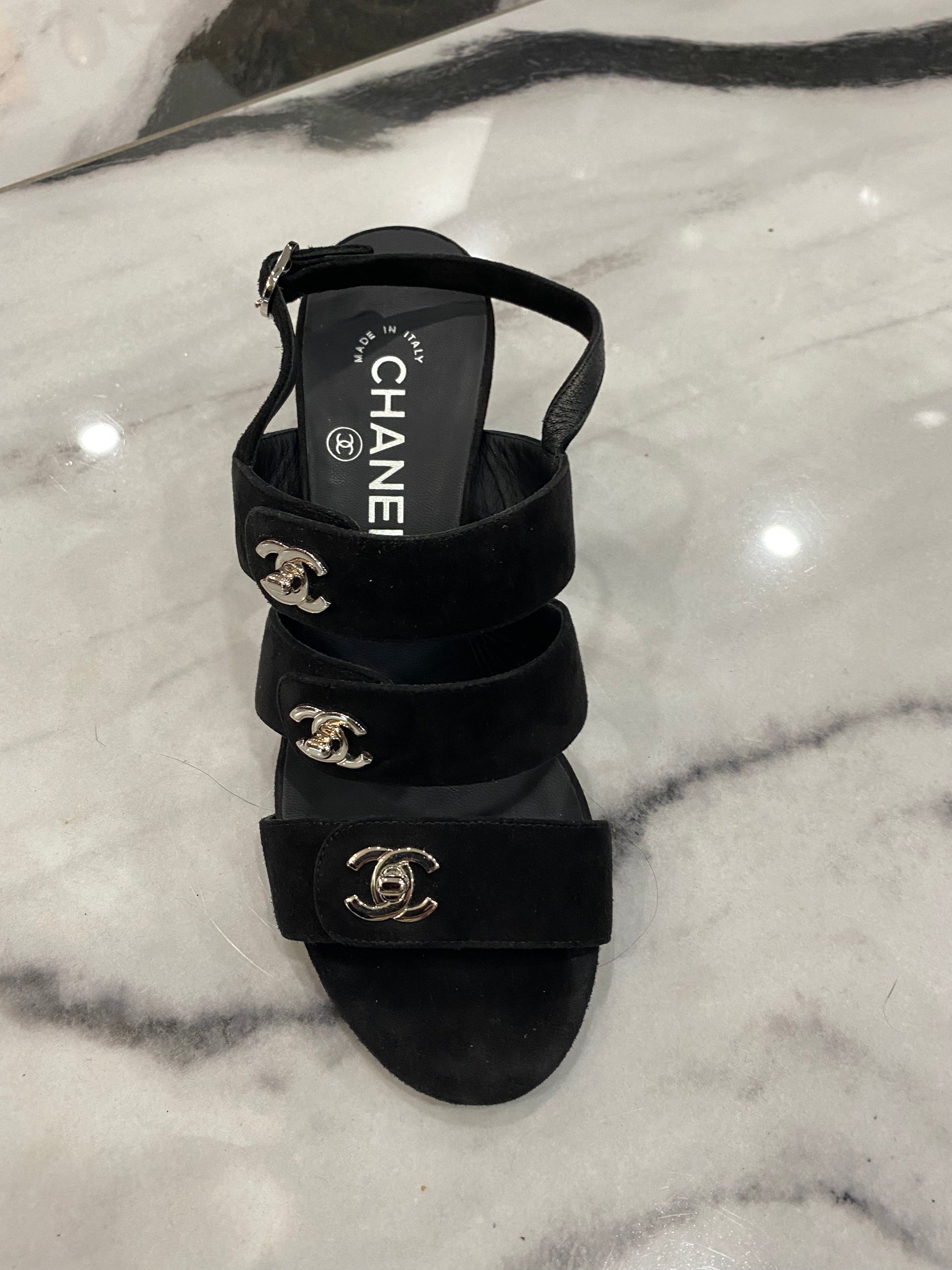 Chanel CC Turlock Suede Sandals for Women