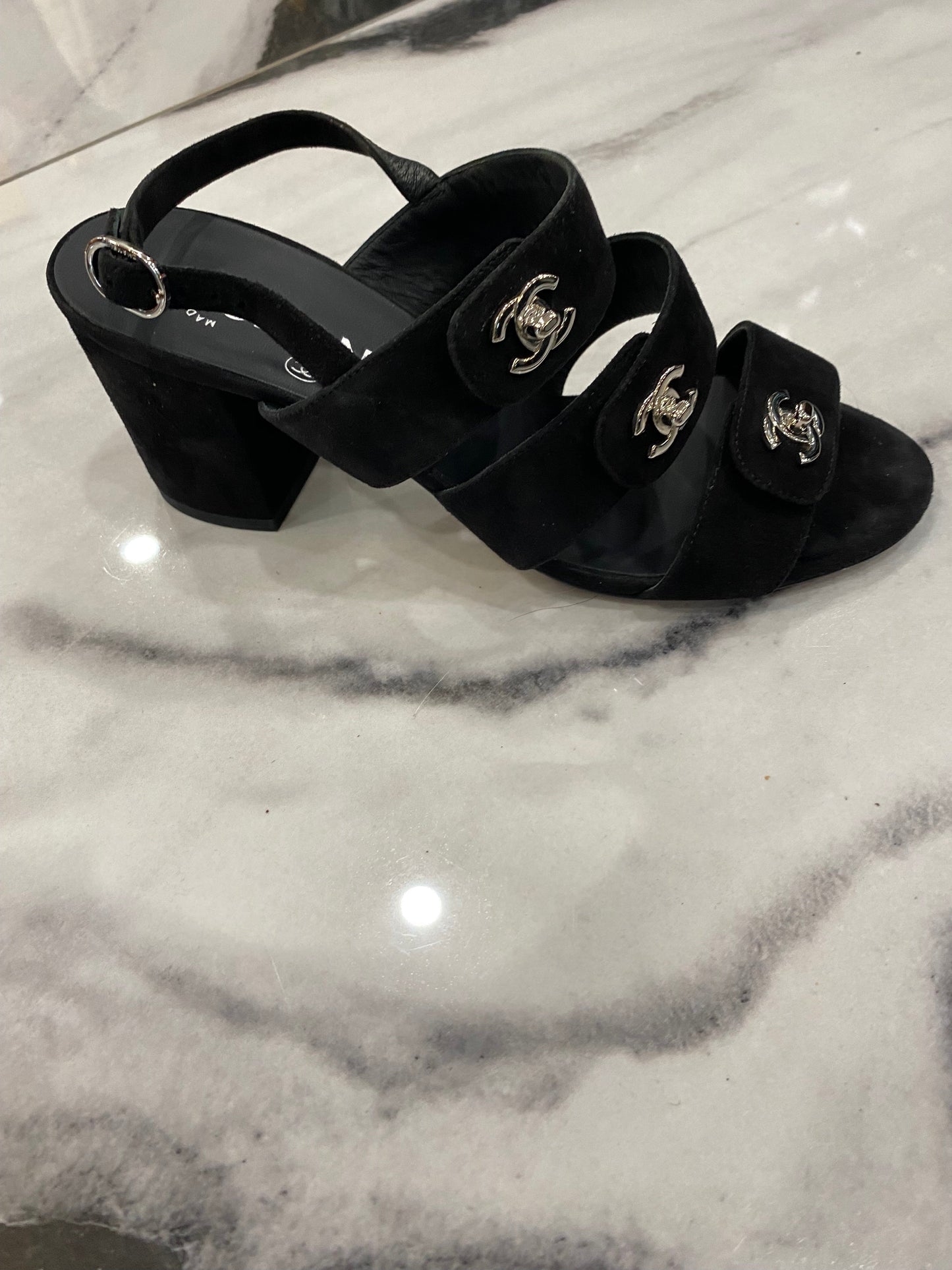 Chanel CC Turlock Suede Sandals for Women