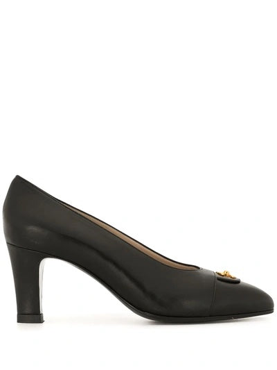 Chanel Cc Turn-Lock Pointed Toe Calfskin Leather Pumps Women Shoes