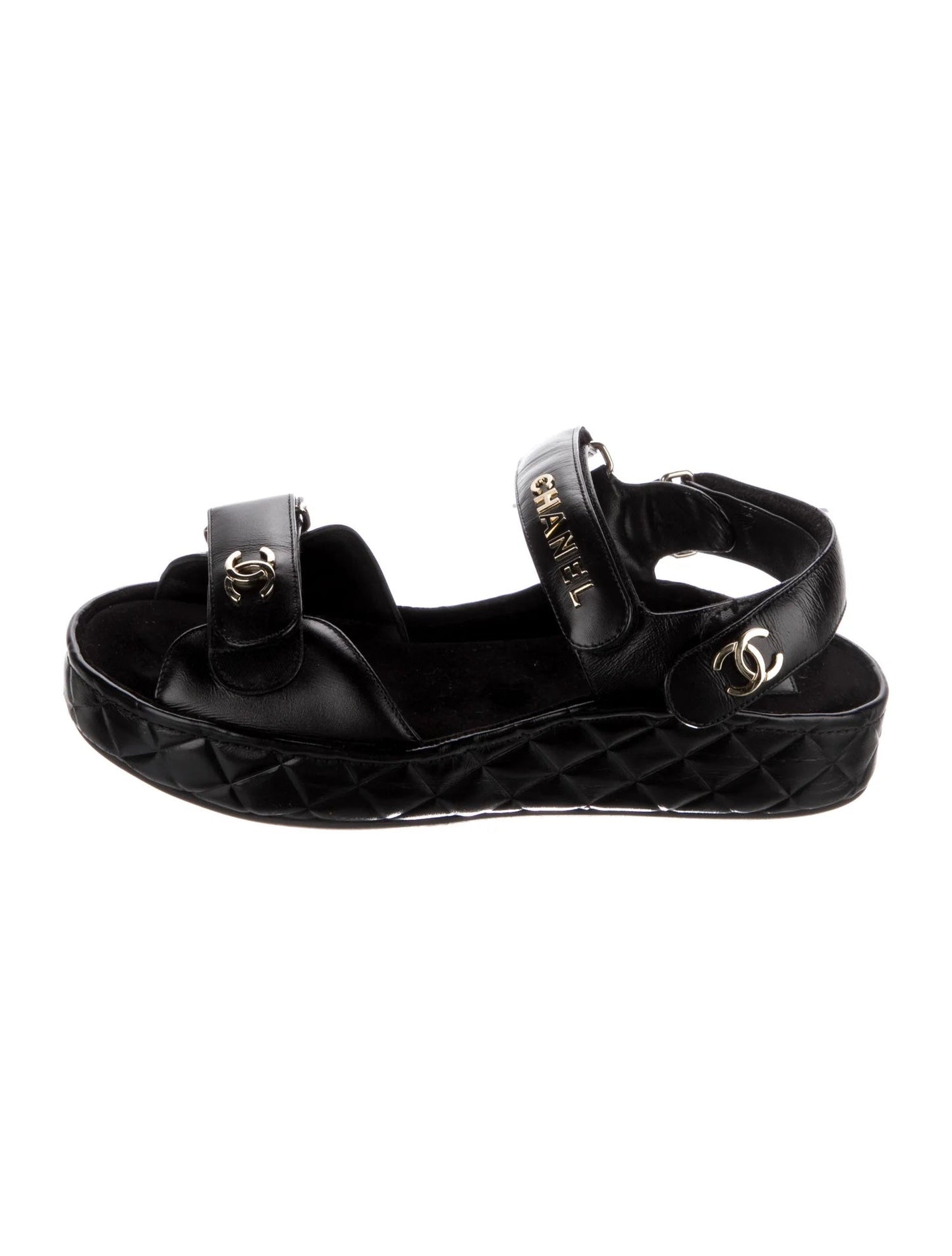 Chanel CC Logo Velcro Strap Sandals for Women