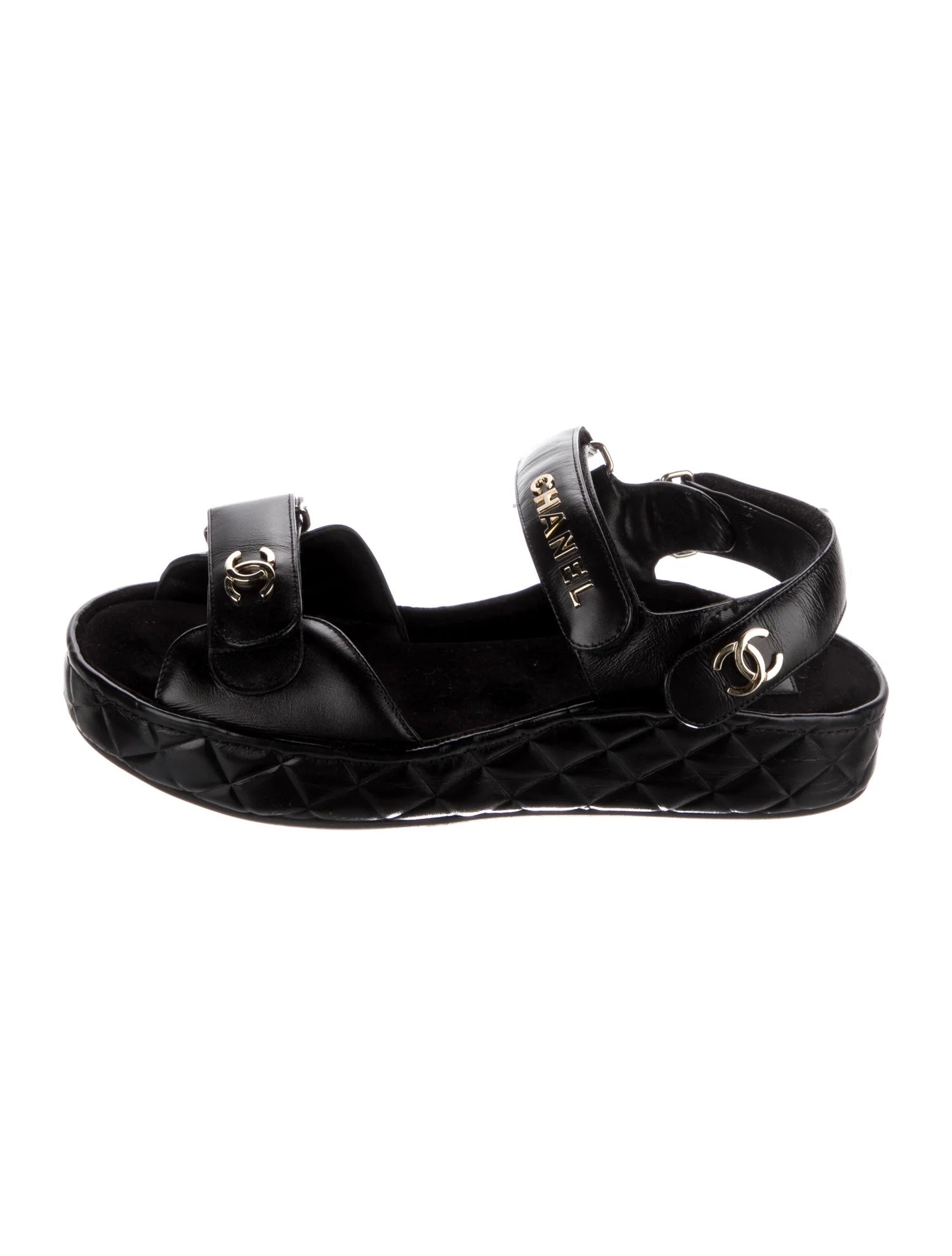 Chanel CC Logo Velcro Strap Sandals for Women