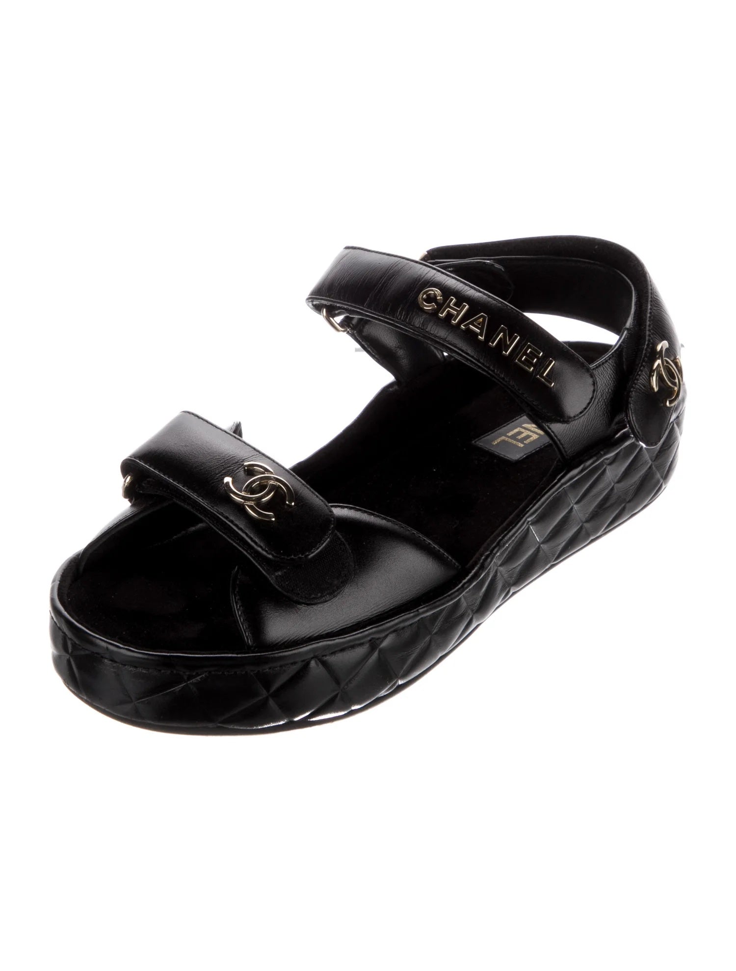 Chanel CC Logo Velcro Strap Sandals for Women