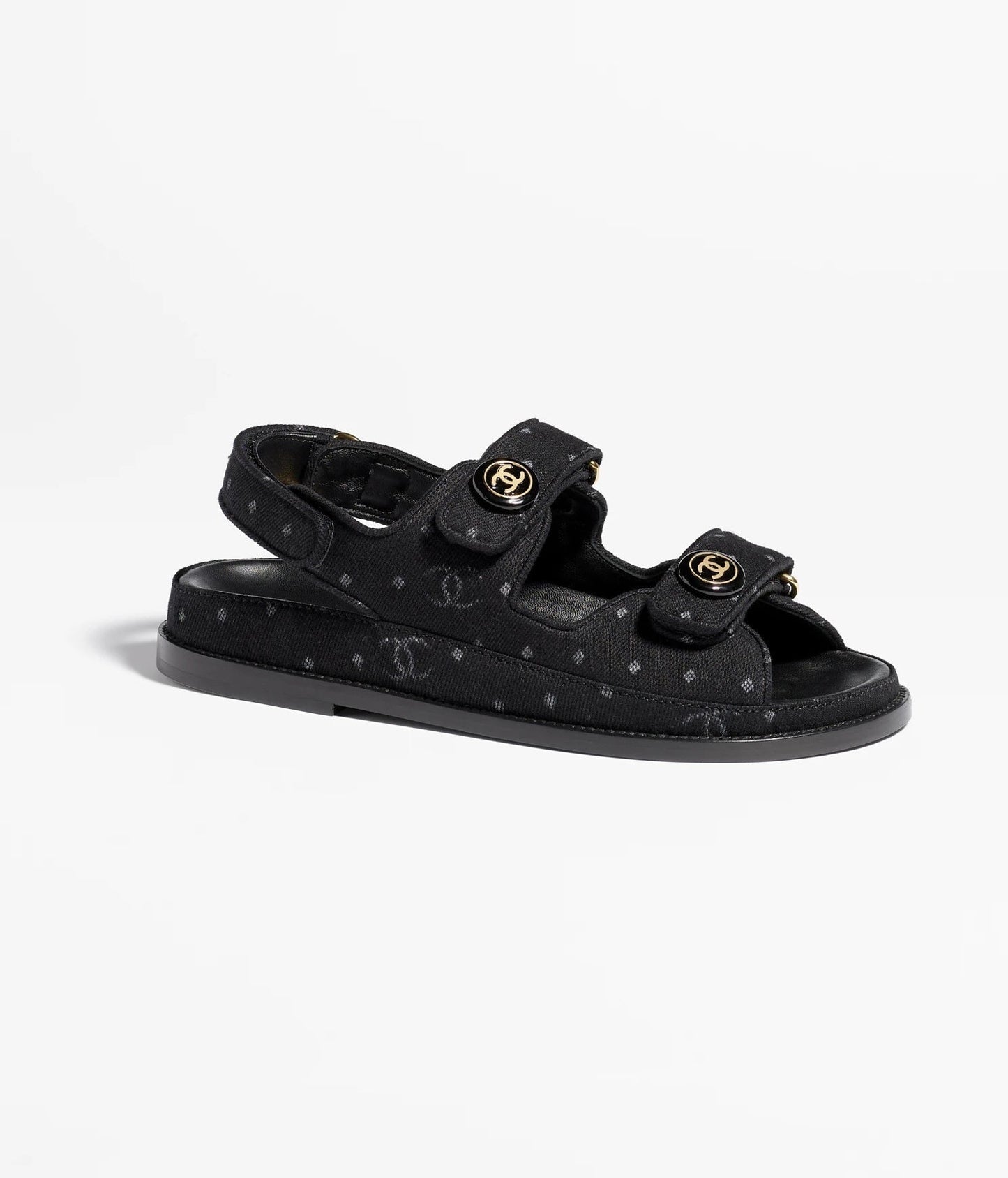 Chanel CC Velcro Printed Denim Sandals for Women