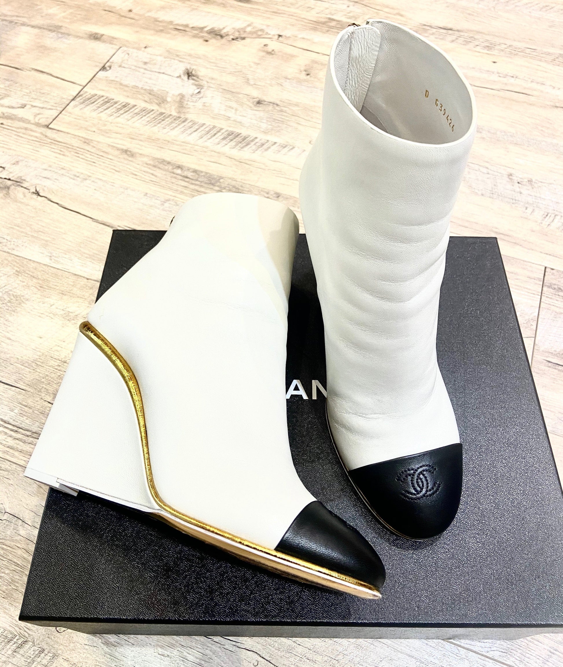 Chanel CC Wedge Heel Booties for Women