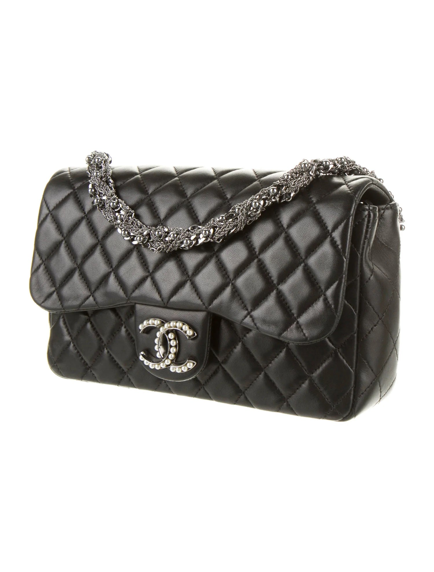 Chanel CC PEARL FLAP LAMBSKIN Handbag