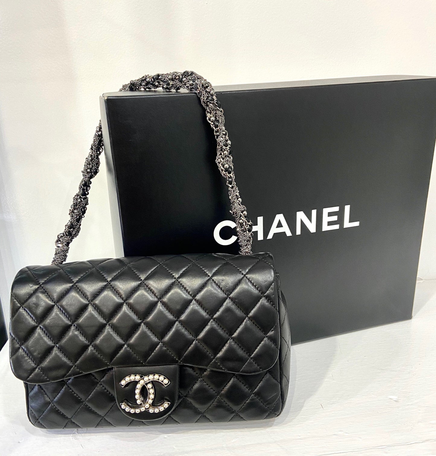Chanel CC PEARL FLAP LAMBSKIN Handbag
