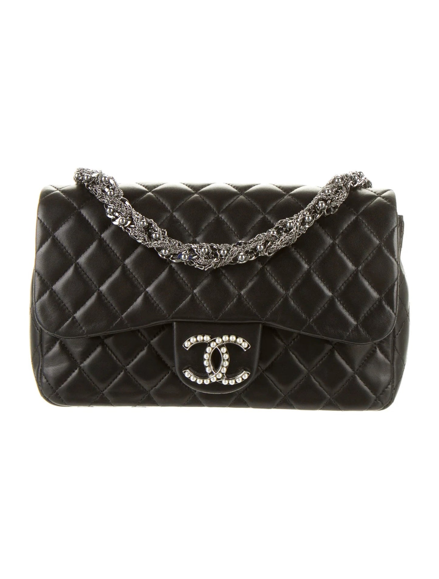 Chanel CC PEARL FLAP LAMBSKIN Handbag