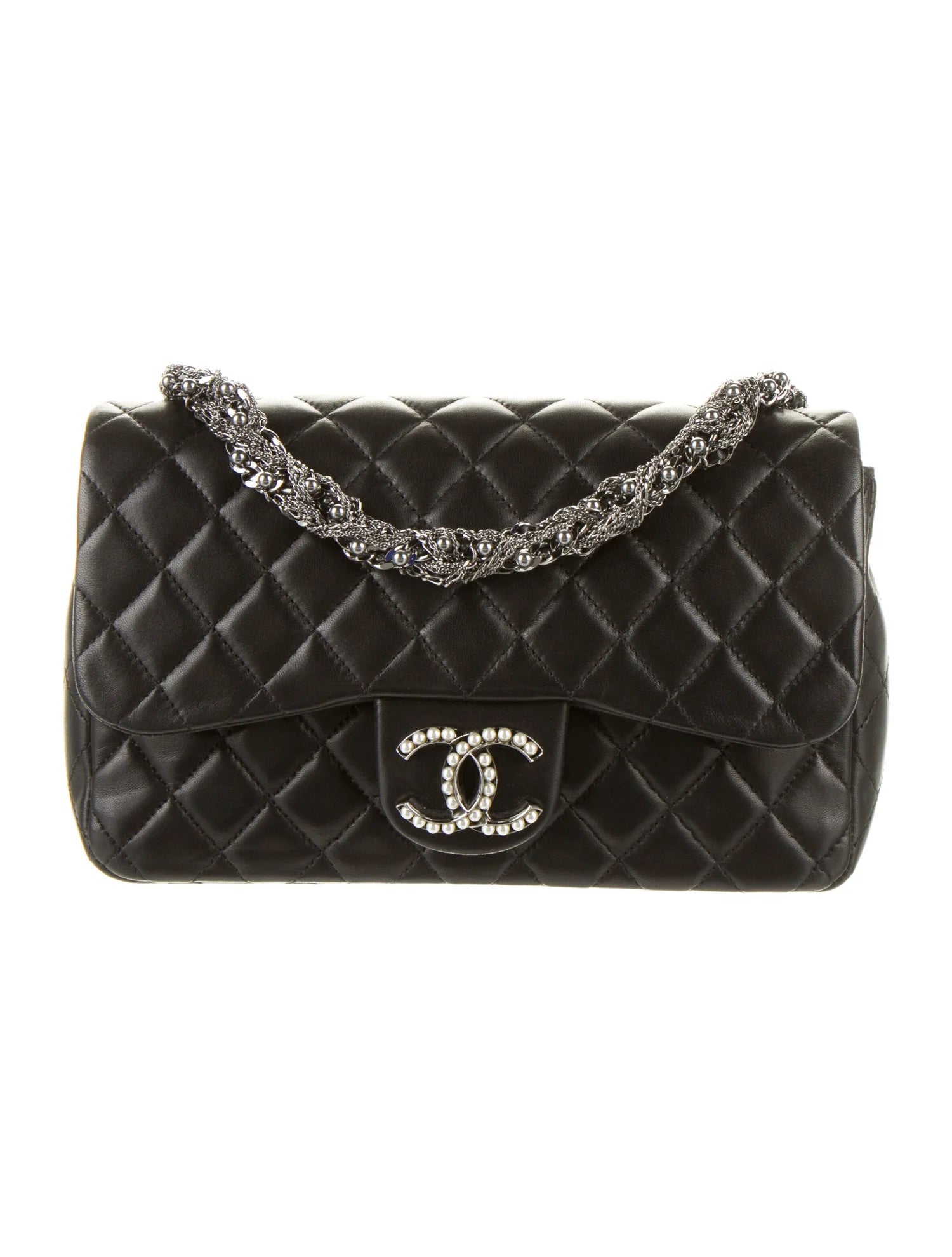 Chanel CC PEARL FLAP LAMBSKIN Handbag
