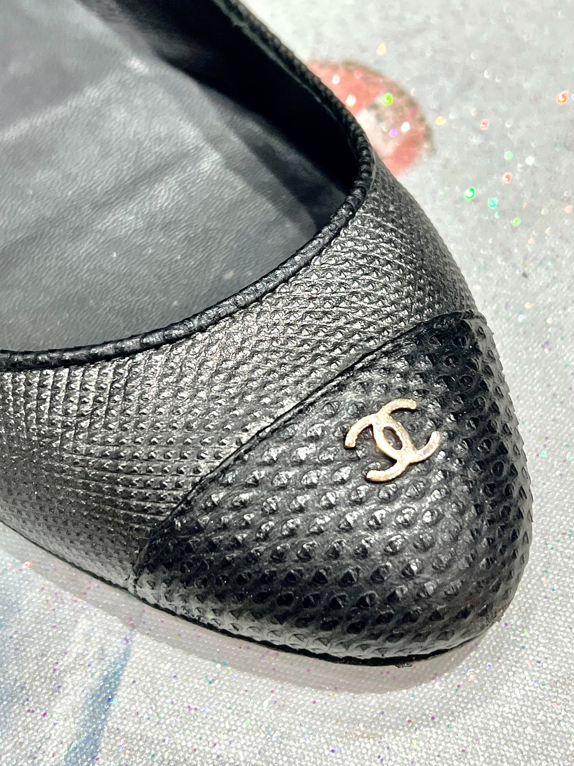 CHANEL CC WOVEN LEATHER CAP TOE SHOES